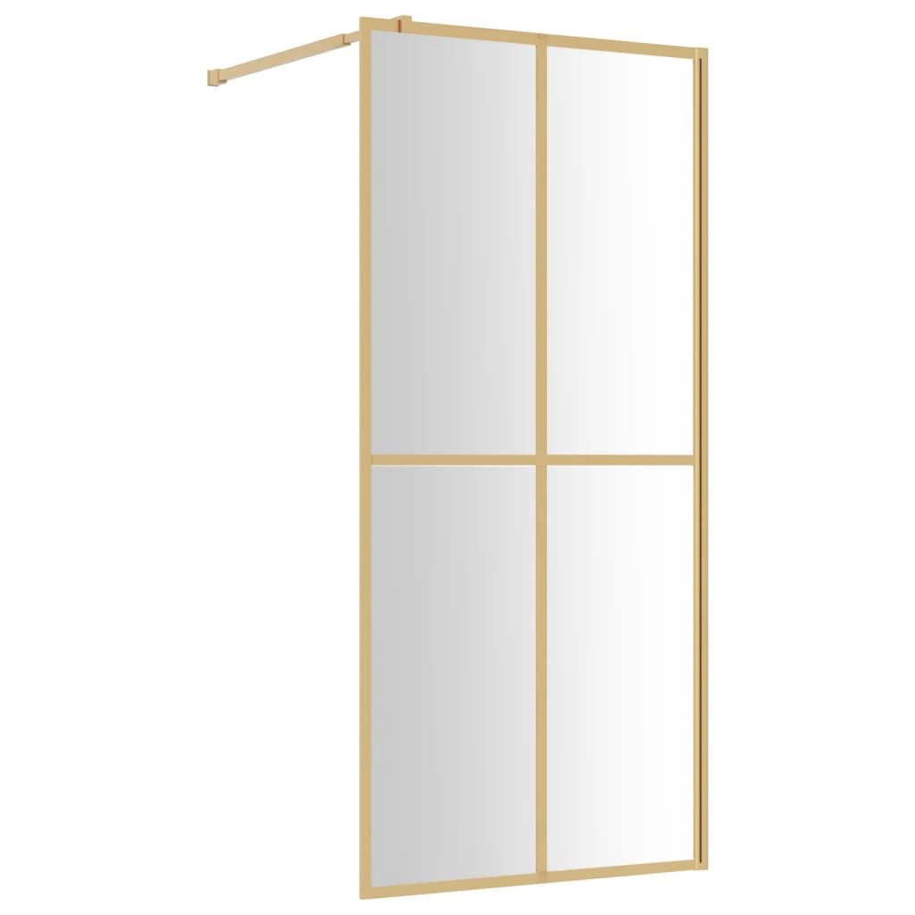 vidaXL Duschwand, Duschabtrennung für Begehbare Dusche mit ESG Klarglas Golden 90x195cm