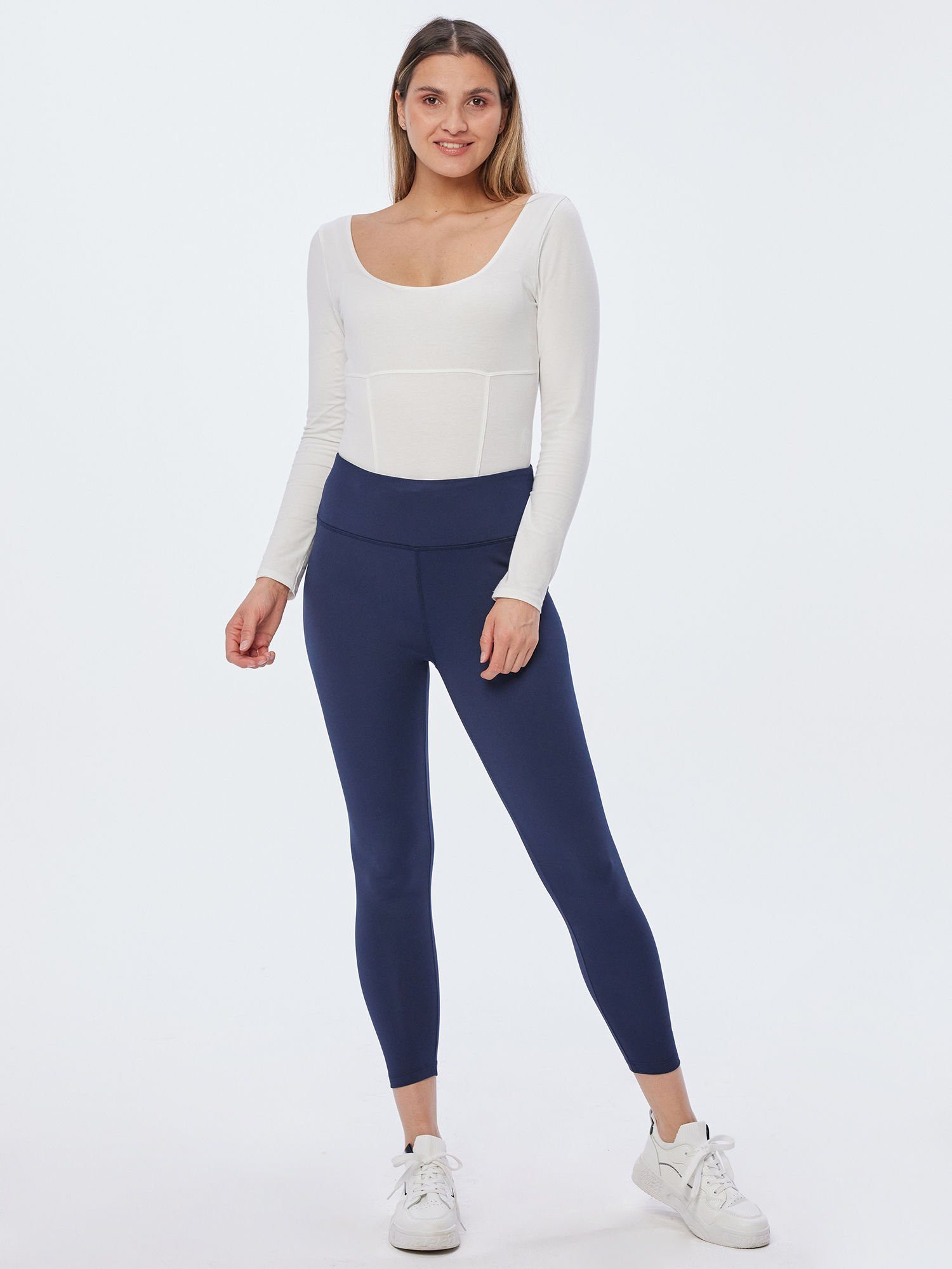 MONACO blue WEEKEND Leggings Stoffhose figurbetont mit Fleece-Innenseite und Funktions-Bequembund