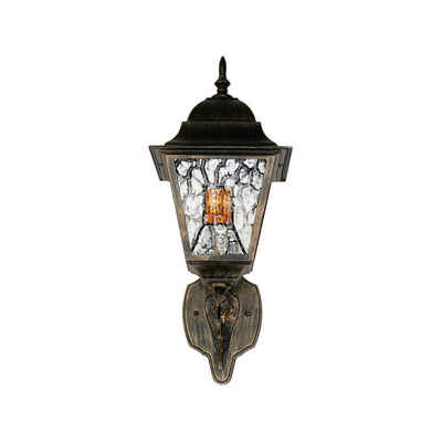 Licht-Erlebnisse Außen-Wandleuchte SALZBURG, ohne Leuchtmittel, Außenleuchte Wandlampe Tiffany Stil Ornamentglas Rustikal