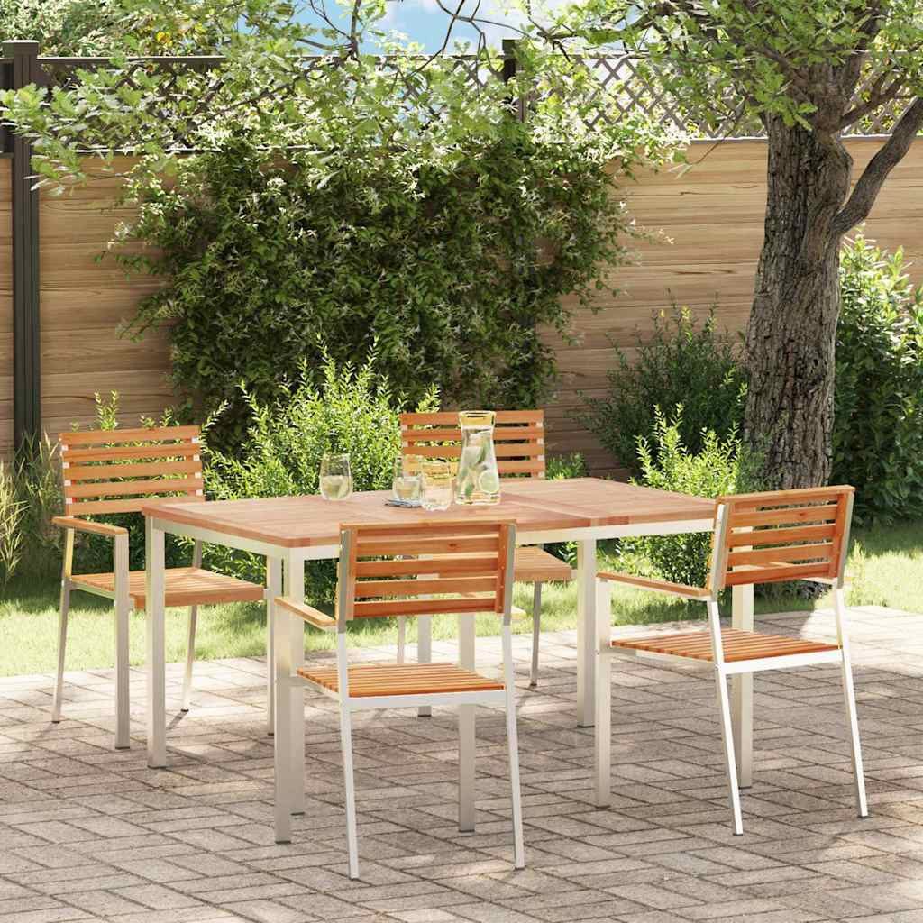 vidaXL Gartenlounge-Set Garten Essgruppe 5 Stk. Massives holz und Edelstahl, (5-tlg)