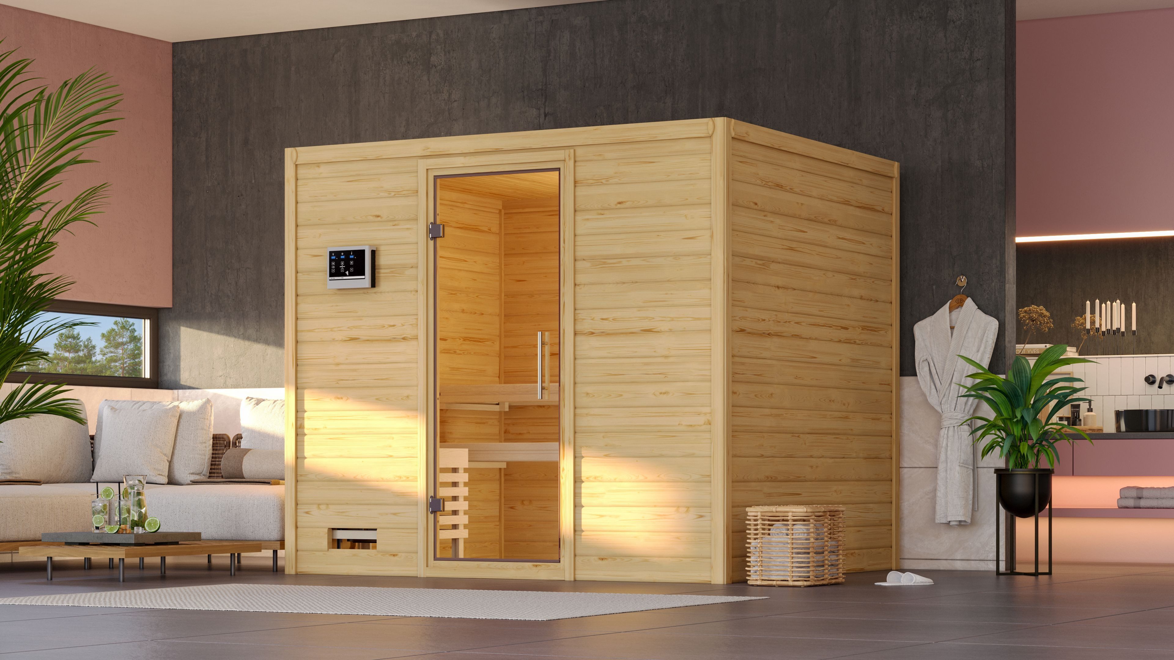 Karibu Sauna Soraja, BxTxH: 231 x 196 x 200 cm, 40 mm, (Set) ohne Ofen