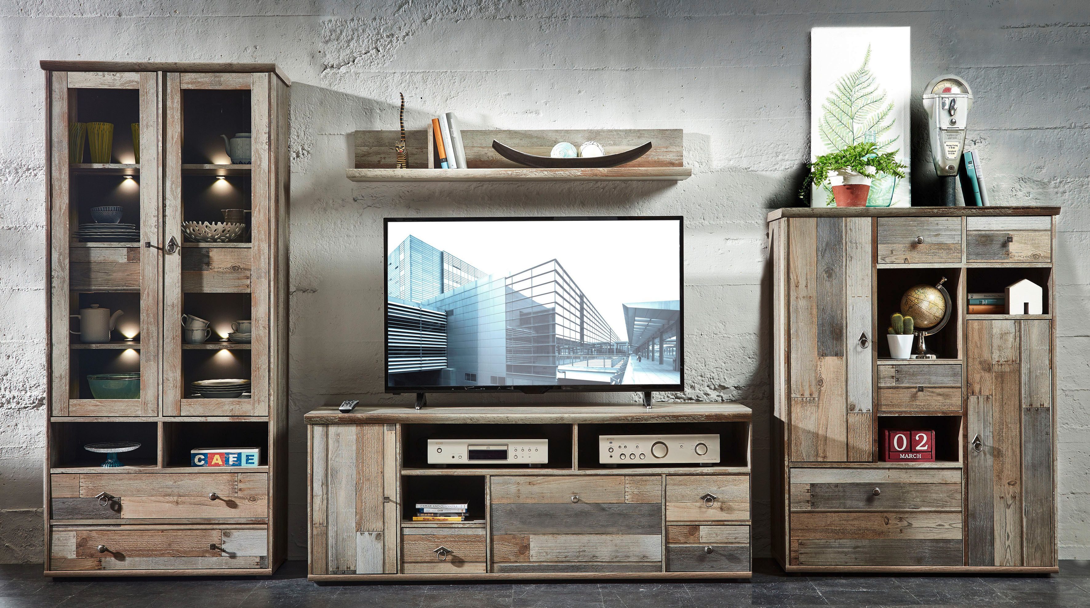 Innostyle TV-Board BONANZA (1 St), 1 Holztür, 3 Schubladen, 1 Klappe, 3 Fächer, 2 Kabeldurchlässe