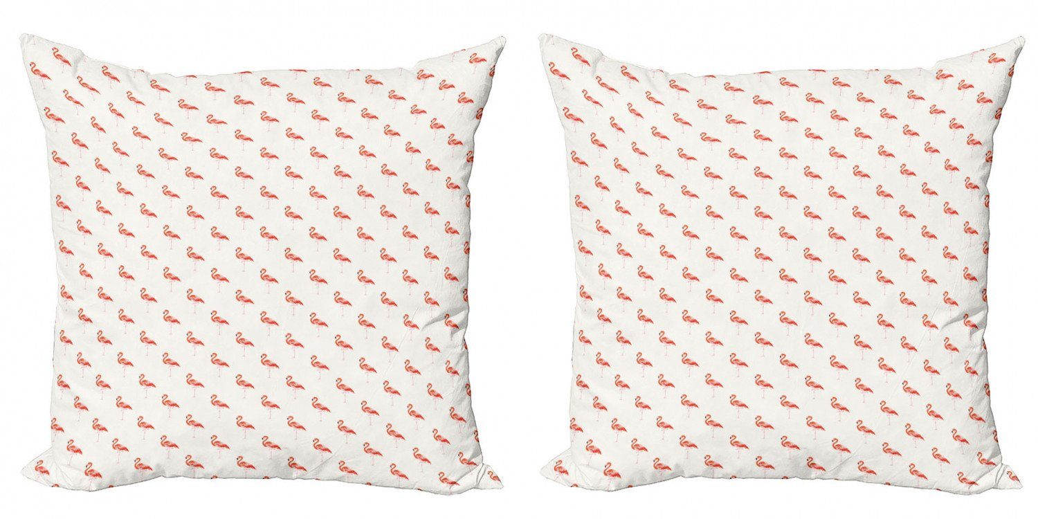 (2 Vogel Modern Abakuhaus Stück), Accent Fuß 1 auf Doppelseitiger Flamingos Digitaldruck, stehend Kissenbezüge