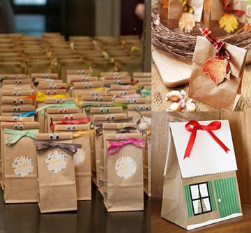 Homewit Papierspitztüten Papiertüten, Obstbeutel, Butterbrottüten, Süßigkeiten, Geschenkverpackung für Geschenktüten Weihnachten Brote Keks verpacken