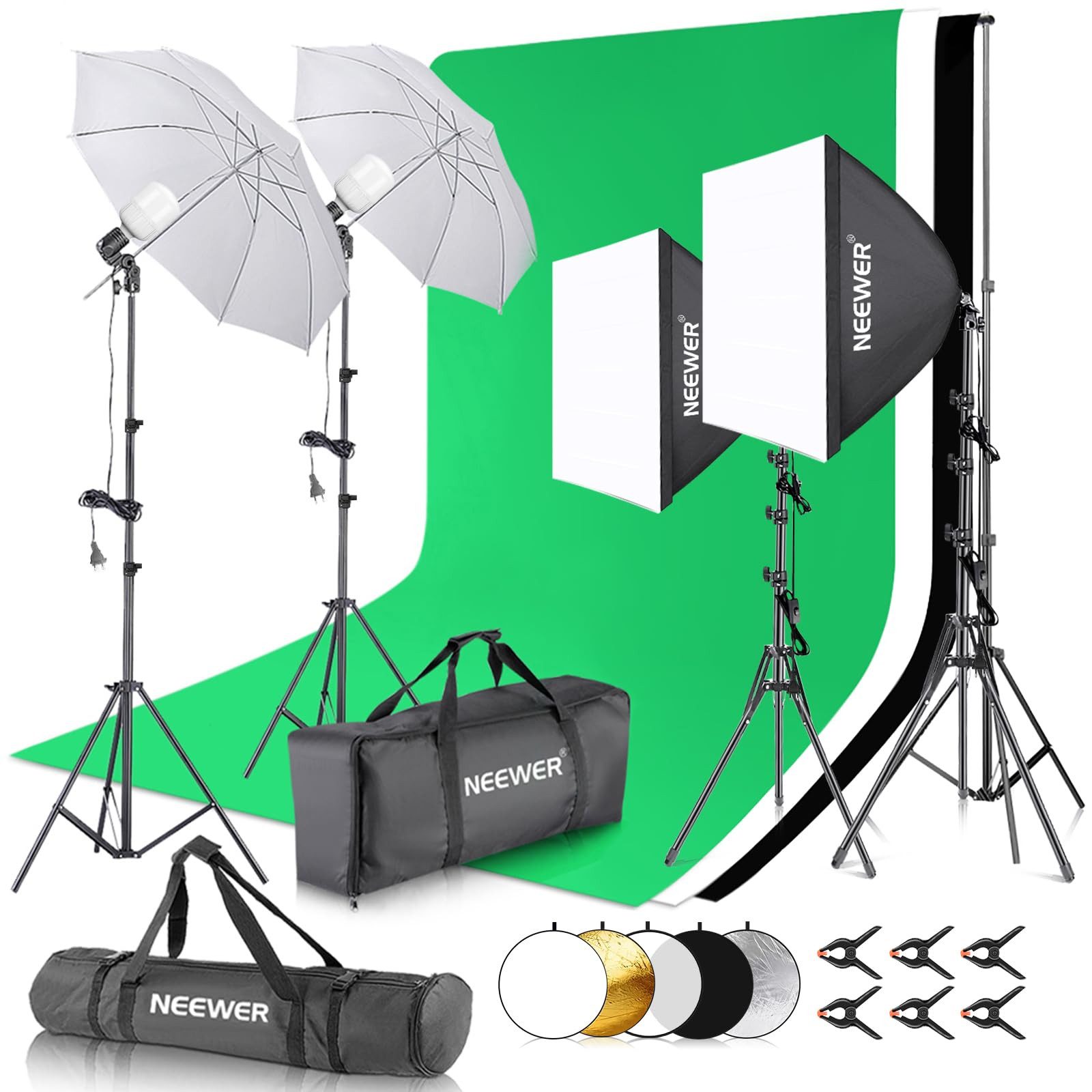 Neewer Hintergrundtuch NK102 Fotostudio-Set 8,5x10ft, 800W LED, Green Screen, für Fotografie