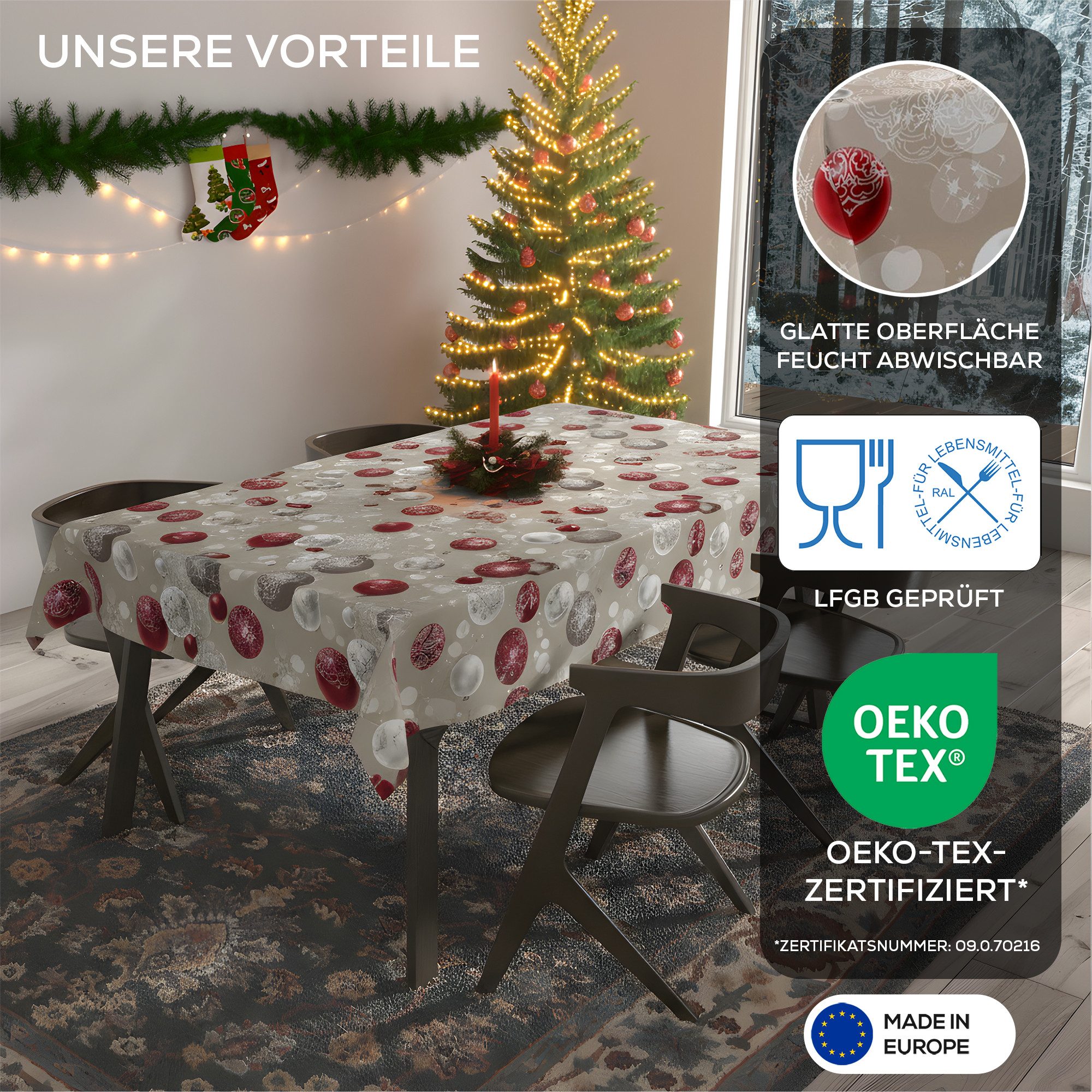 Beautex Tischdecke Wachstuchtischdecke abwischbar Tischdecke RUND ECKIG, We günstig online kaufen