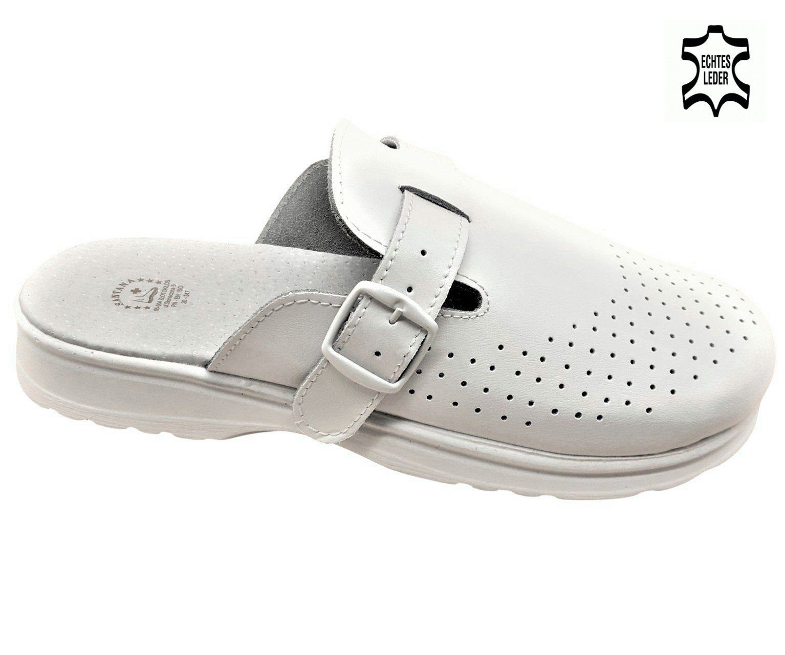 SANTANA Clog Leder PraxisSchuhe Gesundheitsschuhe ArztKomfort Krankenhaus Clog