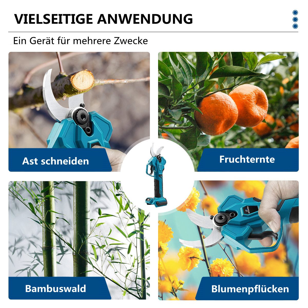 Insma Akku-Kettensäge, 20 cm Schwertlänge, Set, Kettensäge, Bürstenlos Schere, Automatische Ölung, mit 130-248cm Teleskopstange