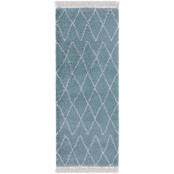 Teppich Hochflor Teppich Fransen Jade Blau, MINT RUGS, rechteckig, Höhe: 35 mm