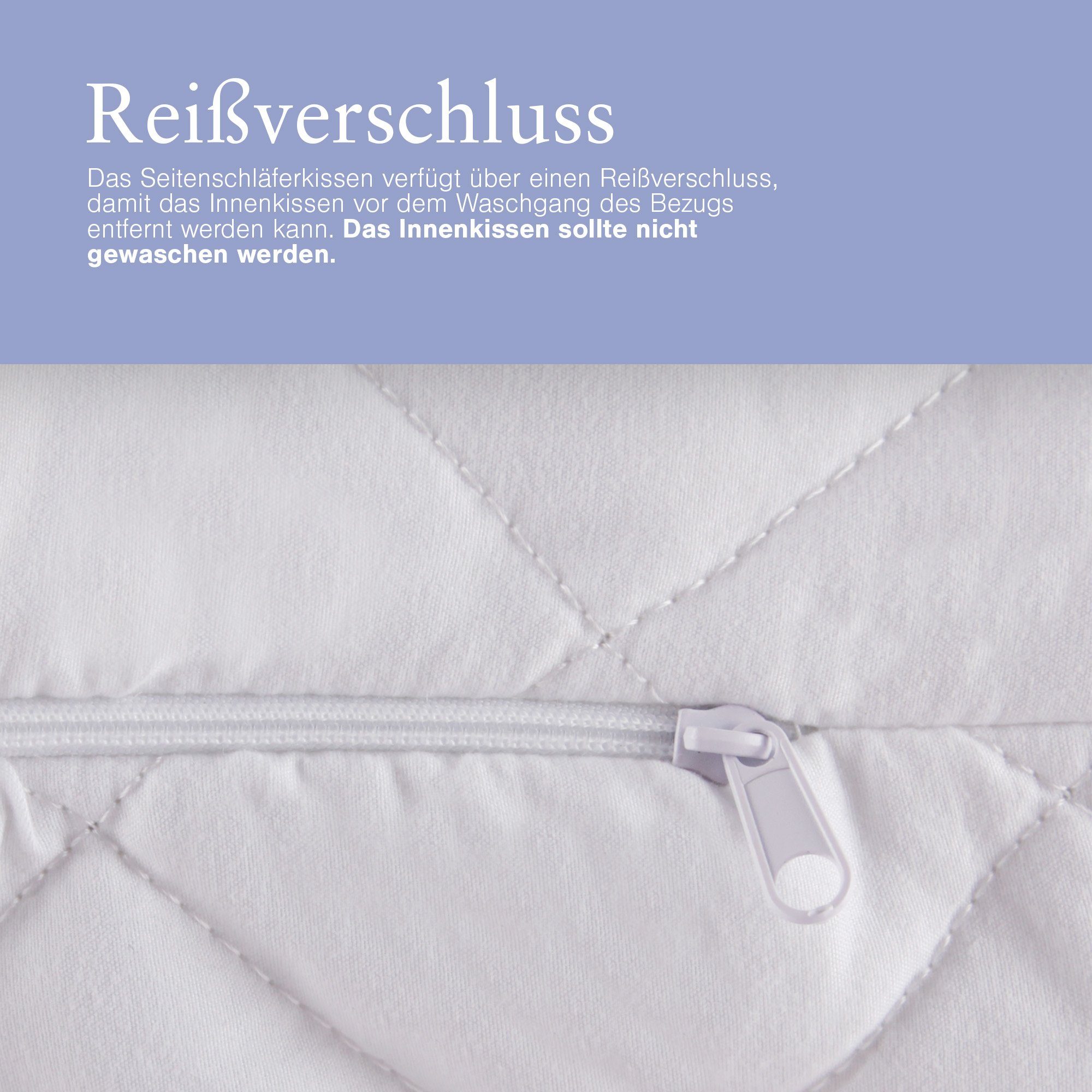 Bestlivings Seitenschläferkissen weicher Bezug, 1-tlg., 850g Füllung - 145x40cm - abnehmbarer Bezug mit Reißverschluss – Bild 5 von 5