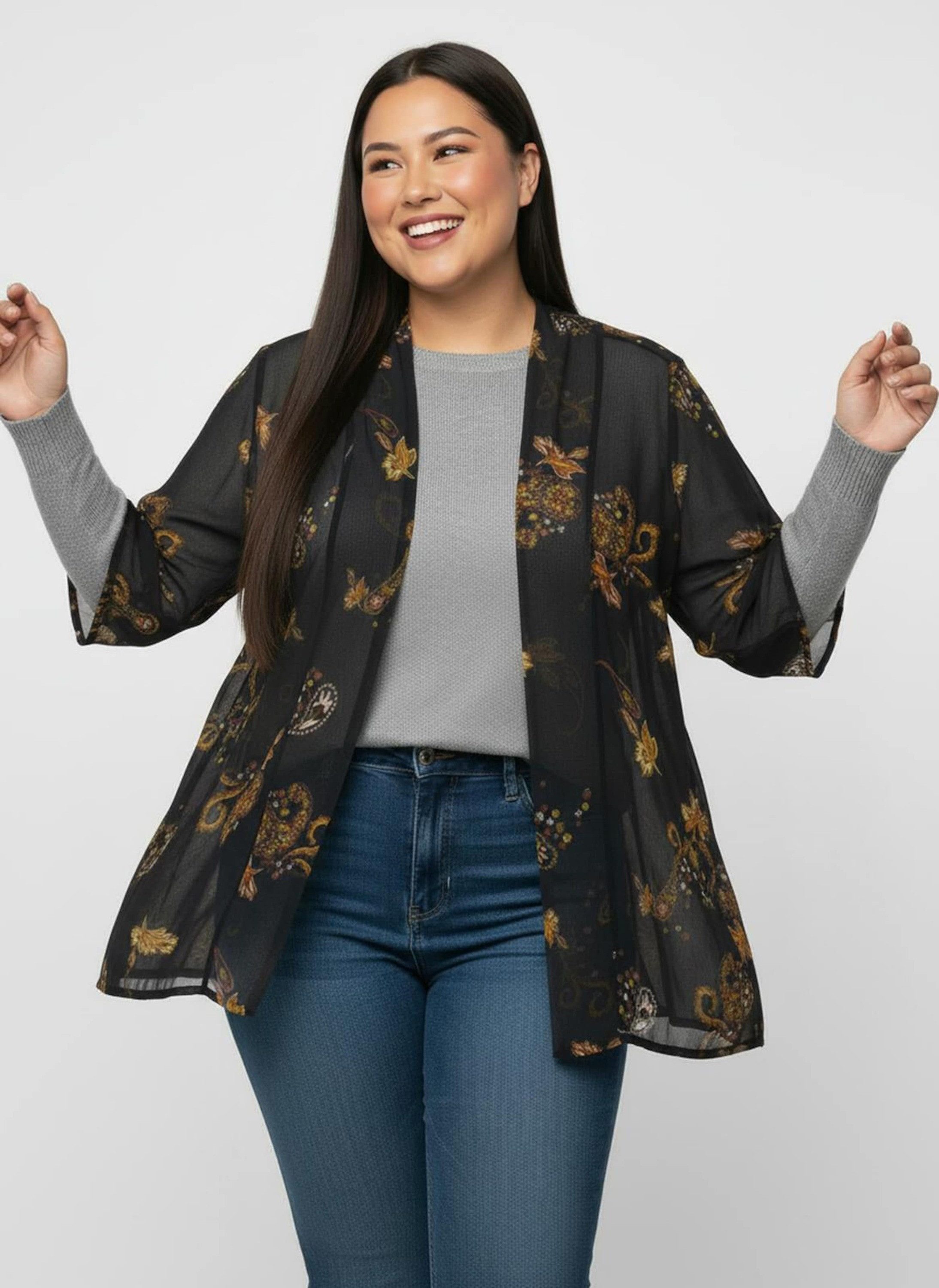 Sieh an! Klassische Bluse Longbluse 3/4-Arm