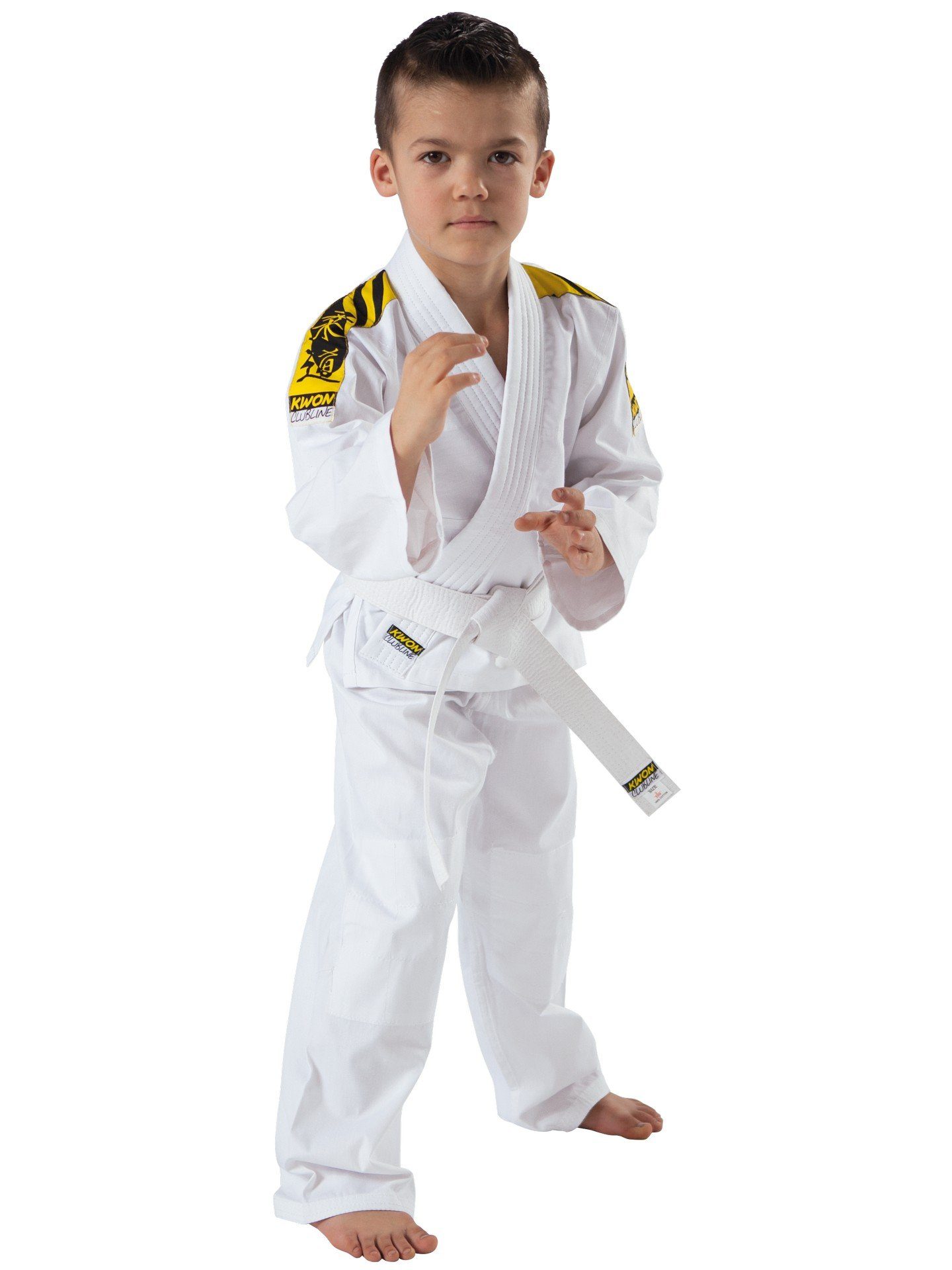 KWON Judoanzug Ju Baumwolle, Einsteigermodell weißen Jugendliche inkl. (3-teilig, Jutsu Anzug Gürtel BW Kinder Mit Schultergurt, 100 100% % Kinder, JUNIOR Junior)