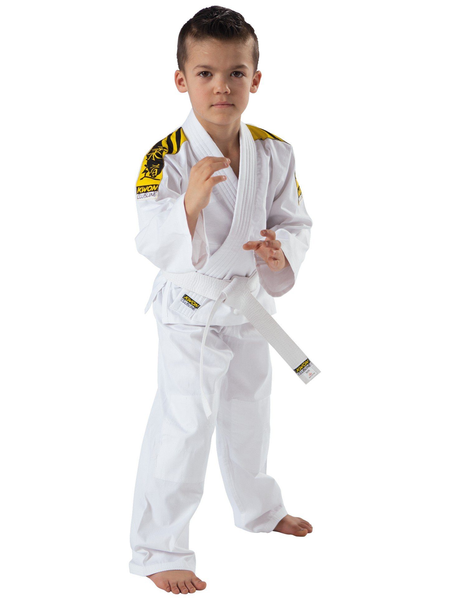 (3-teilig, JUNIOR weißen Anzug 100 Judoanzug % Einsteigermodell Kinder, inkl. 100% BW Junior), Ju Mit Jugendliche Baumwolle, Gürtel Jutsu Kinder KWON Schultergurt,