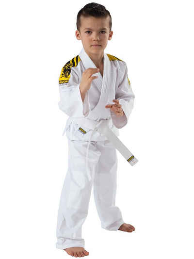 KWON Judoanzug Ju Jutsu Anzug JUNIOR inkl. weißen Gürtel 100% BW Kinder Jugendliche (3-teilig, Kinder, Junior), Mit Schultergurt, 100 % Baumwolle, Einsteigermodell