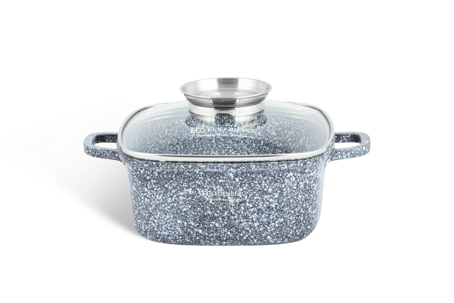 Edenberg Kochtopf 2.8L / 4.4L Quadratischer Topf/Bräter Glasdeckel, Steinbeschichtung, Keramik, Aluminiumguss (Zwei großartige Töpfe mit einem Fassungsvermögen von 2,8 l und 4,4 l stehen zur Auswahl., 2-tlg., Zeitloses Design des Topfsets. Eine ideale Ges