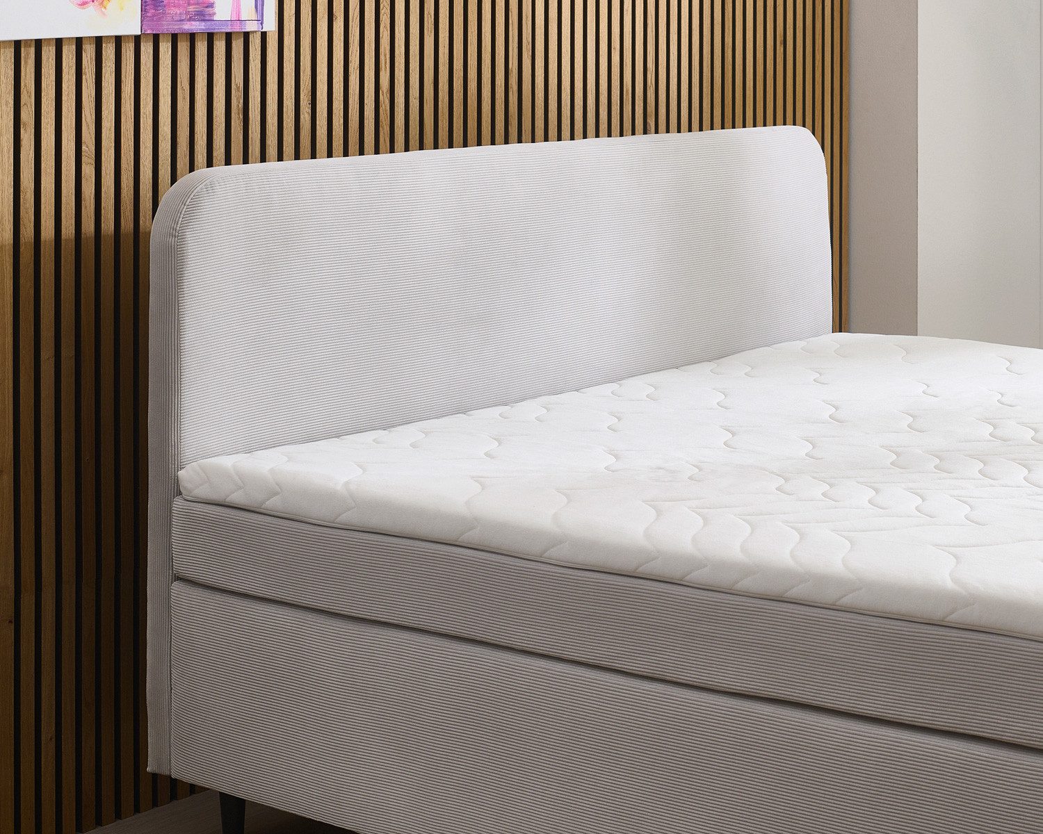 Sun Garden Boxspringbett Boxspringbett Villach Feincord silber 140x200 cm