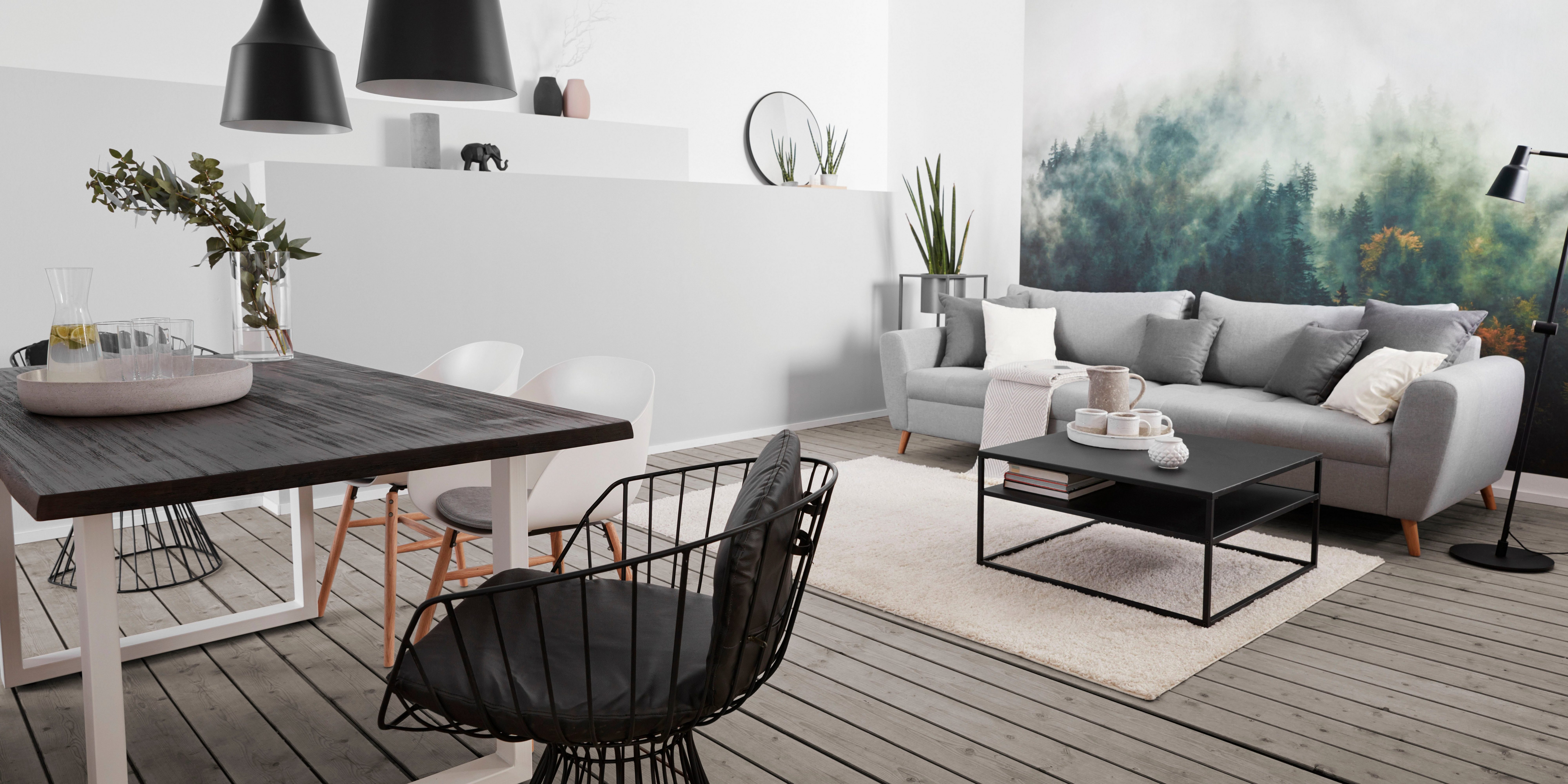 Esstisch aus massivem Holz mit 4 Stühlen für Küche Wohnzimmer Zuhause Blueish Gray