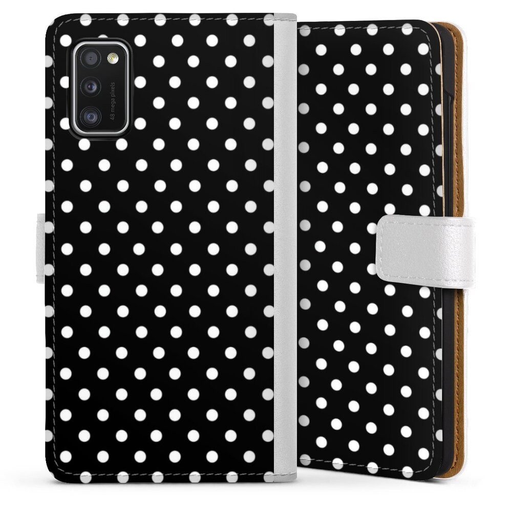 DeinDesign Handyhülle Punkte Retro Polka Dots Polka Dots - schwarz und weiß, Samsung Galaxy A41 Hülle Handy Flip Case Wallet Cover