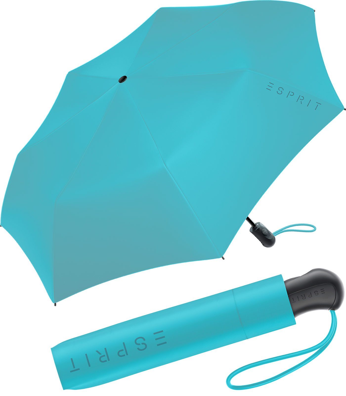 Esprit Taschenregenschirm Damen Easymatic Light Auf-Zu Automatik FJ 2023, stabil und praktisch, in den neuen Trendfarben blau