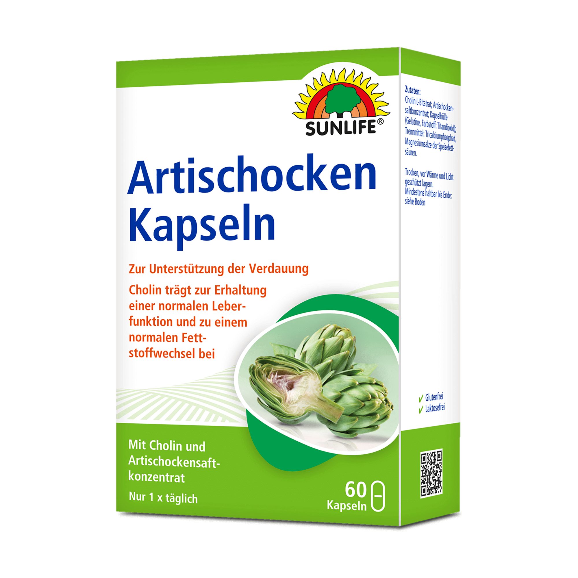 SUNLIFE® Artischocken Kapseln 60 Stk Verdauung Verdauungsförderung 1 x täglich eine Kapsel mit ausreichend Flüssigkeit schlucken