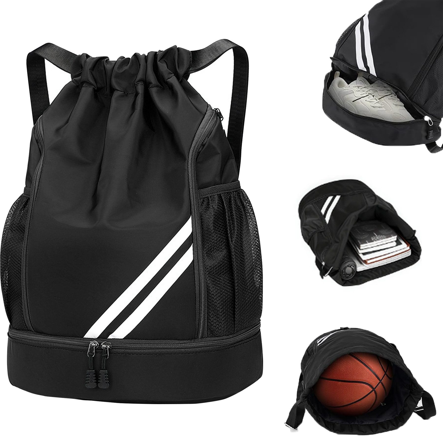 Mutig Freizeittasche Turnbeutel Freizeittasche Sportbeutel Große Kapazität Fußball Tasche (große Kapazität, verstellbar,Mit Ball- und Bodenfach, wasserdicht, Ideal für Damen, Herren, Junioren, Fußball, Mode Turnbeutel, Rucksack), Herren wasserdichter Ruck