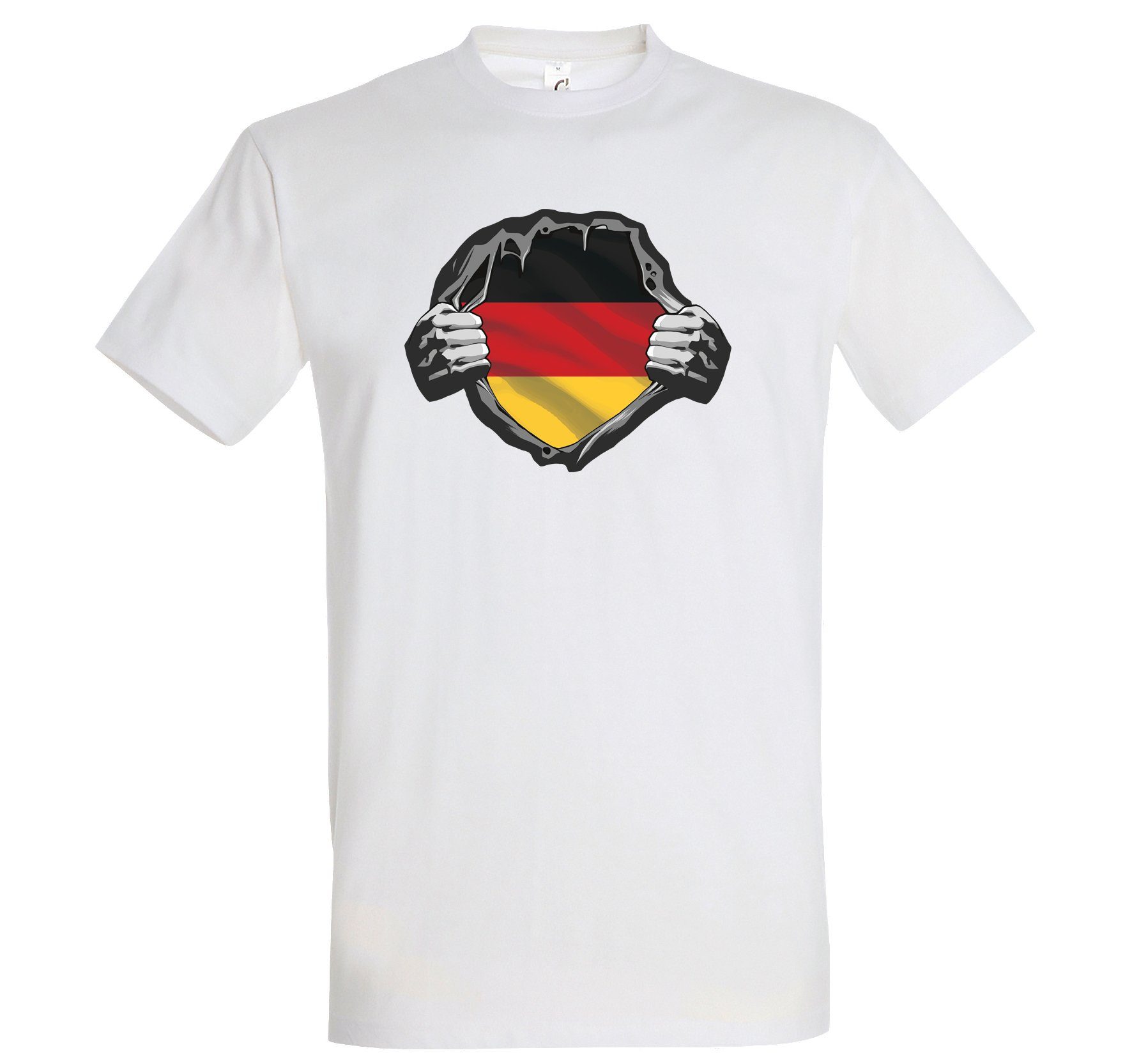Youth Designz T-Shirt Deutschland Herz Herren T-Shirt mit trendigem Frontprint Weiss