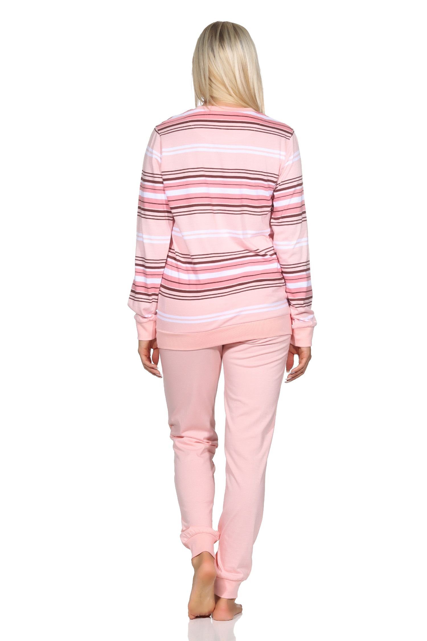 in Pyjama Übergrössen langarm rosa auch mit Normann - Bündchen Schlafanzug Normann Damen