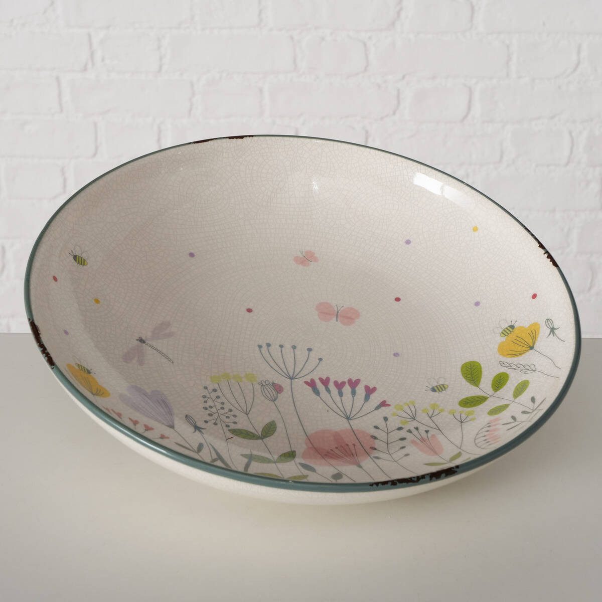 BOLTZE GRUPPE GmbH Servierplatte Teller mit Blumenmuster FLORINA, aus Keramik, 2er-Set, Keramik, (2er-Set), Servierteller mit Blumenmuster