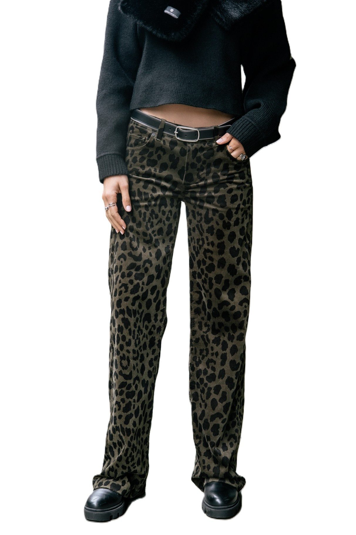 Freeman T. Porter Schlaghose Agatha Bachata - weite Hose - Leopardenprint - Schlaghose
