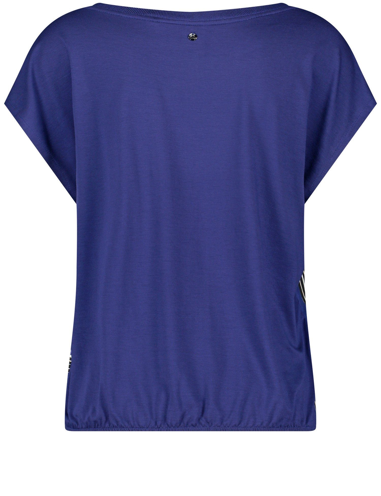 GERRY WEBER Druck Blau/Lila/Pink Blusenshirt Saum elastischem Kurzarmshirt mit