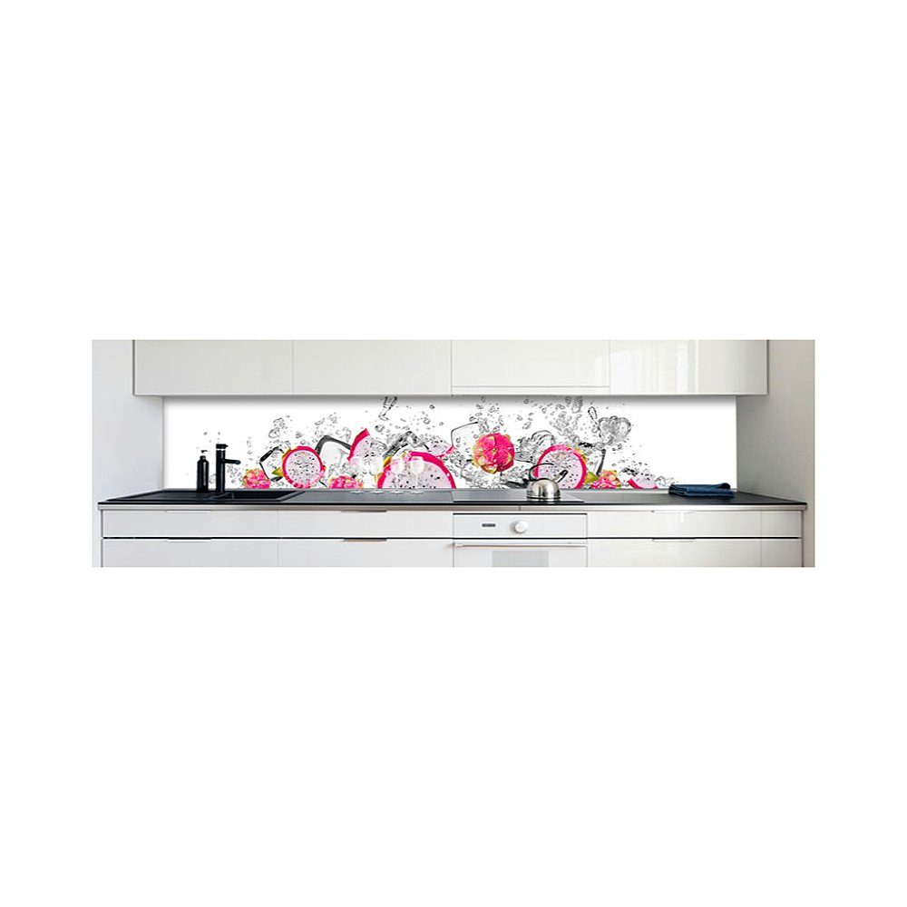 Küchenrückwand 0,4 Küchenrückwand mm Eis Hart-PVC DRUCK-EXPERT Premium Drachenfrucht selbstklebend
