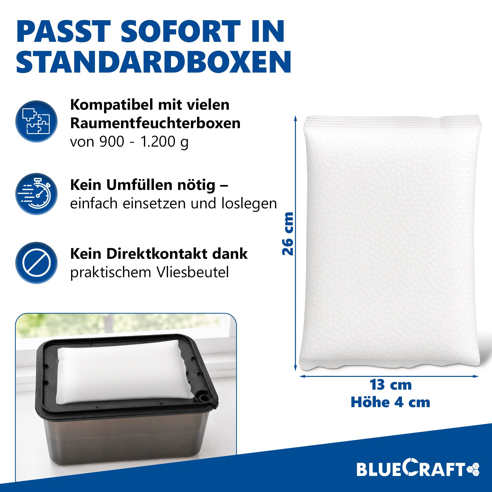 BlueCraft Luftentfeuchter-Nachfüllpack 30x 1kg Prills im Vliesbeutel für Granulat Box ohne Strom Nachfüller, für Granulat Box, für Zuhause Schlafzimmer Wohnung  – Bild 2 von 5