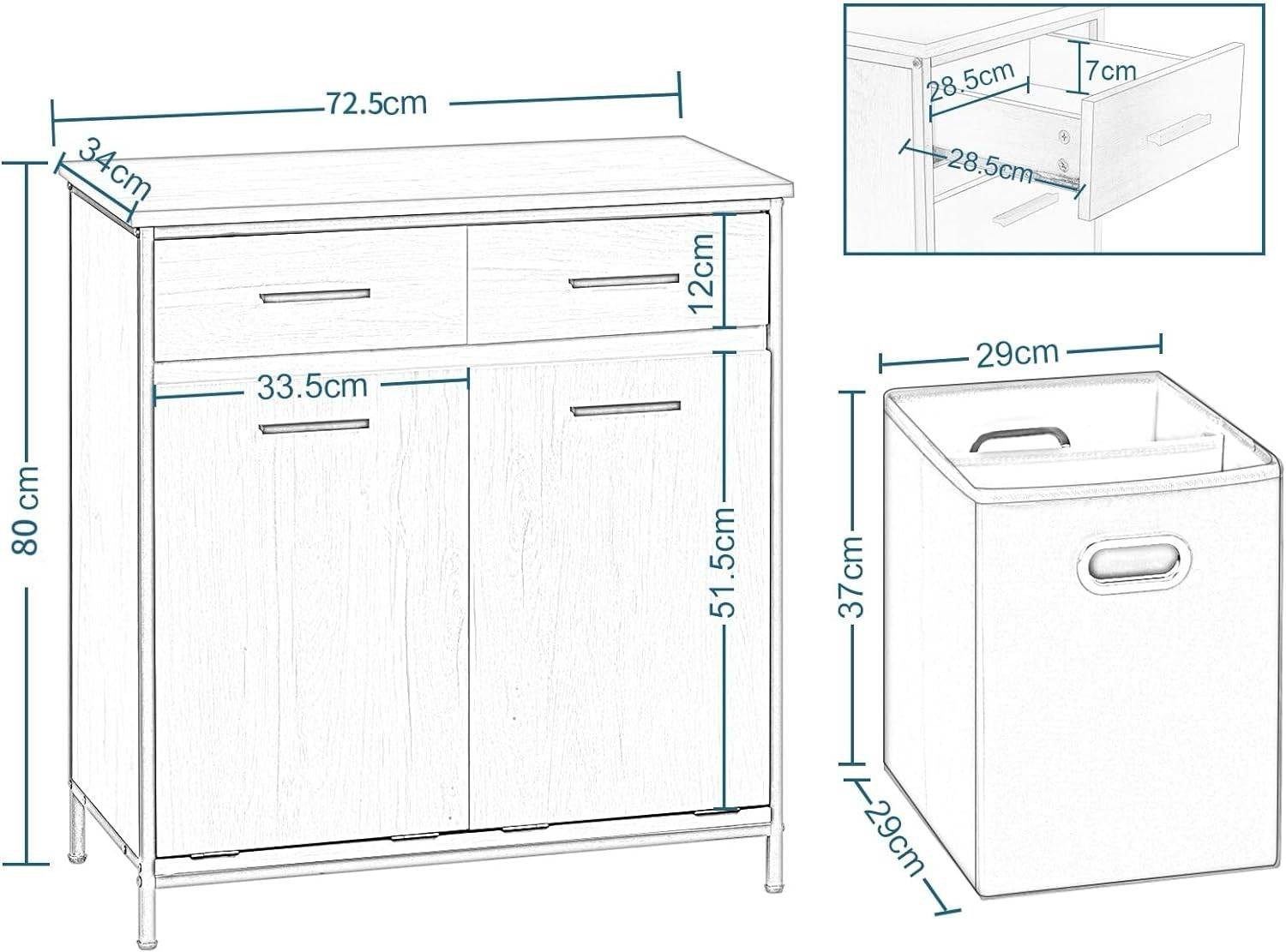 EUGAD Badkommode (1 St), Badezimmerschrank mit 2 faltbaren Wäschesäcken