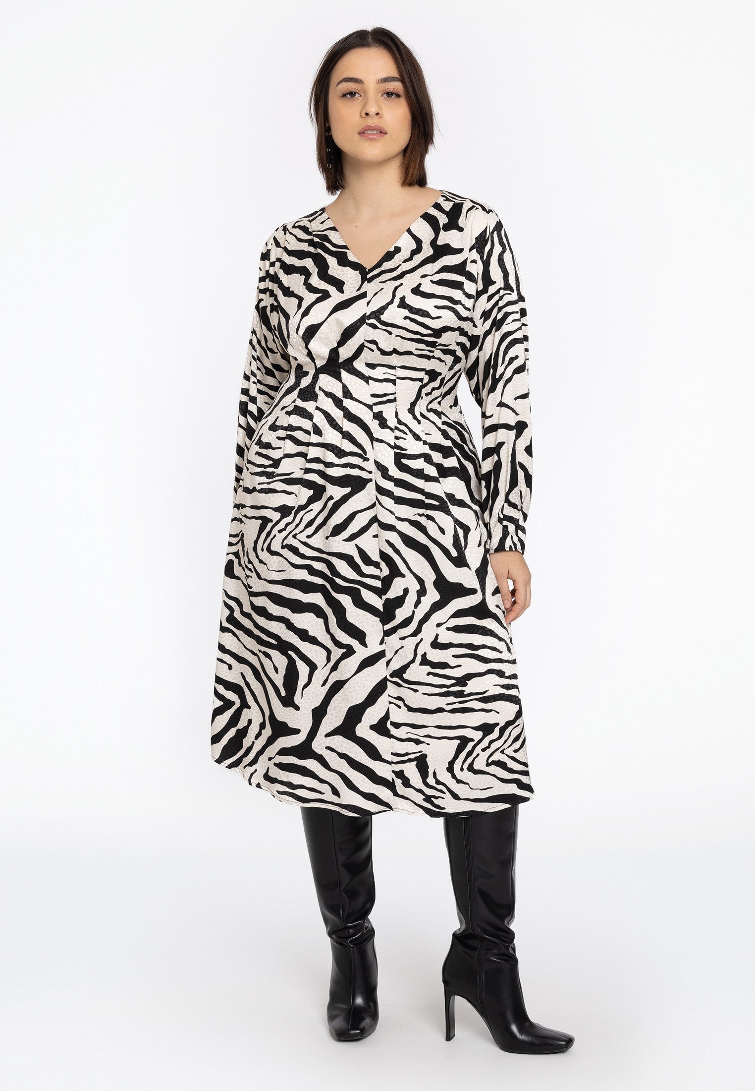 YOEK Midikleid Damen Kleid mit V-Ausschnitt