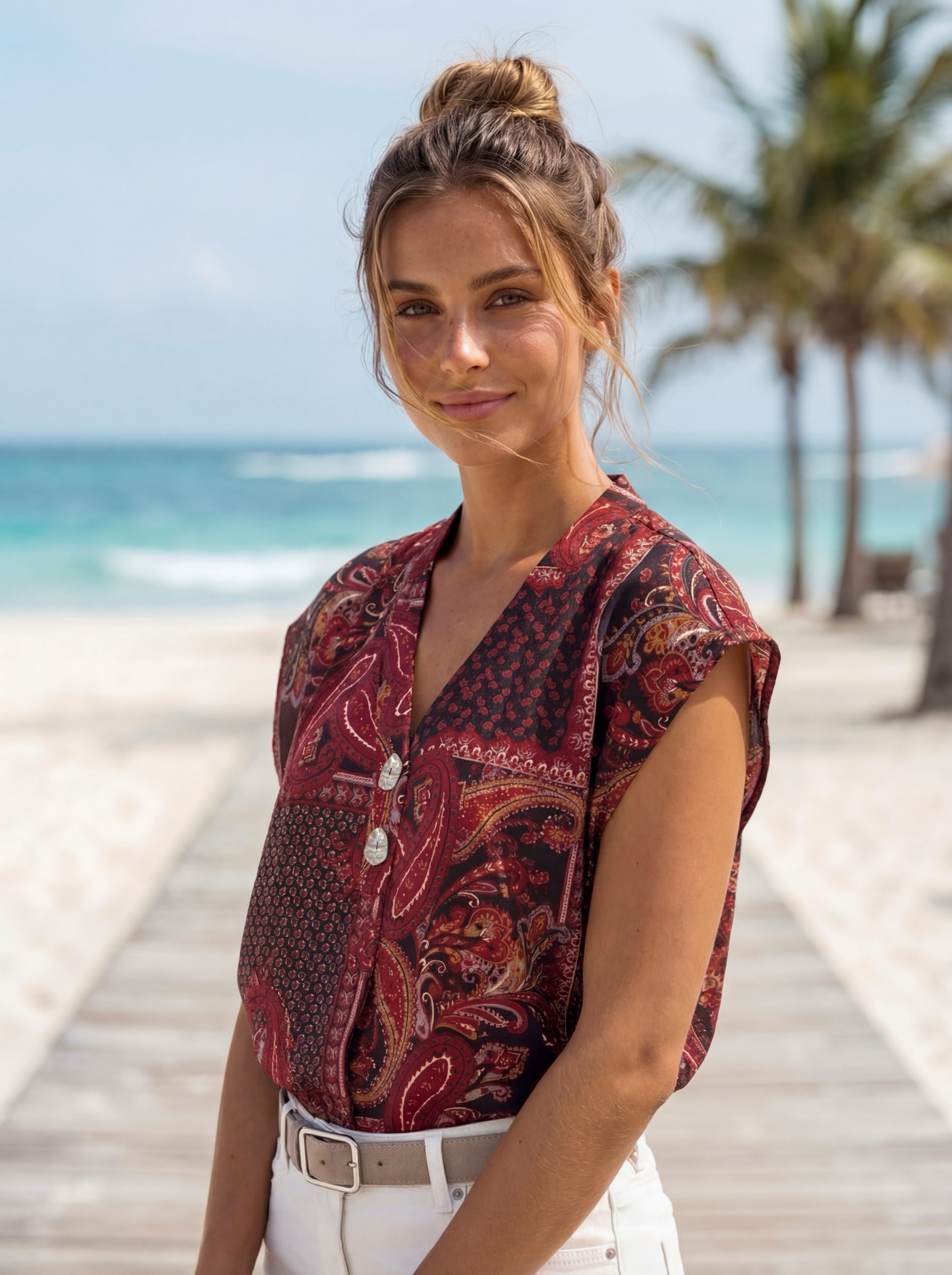 LASCANA Schlupfbluse mit modischen Knöpfen, Paisleymuster, Damenbluse