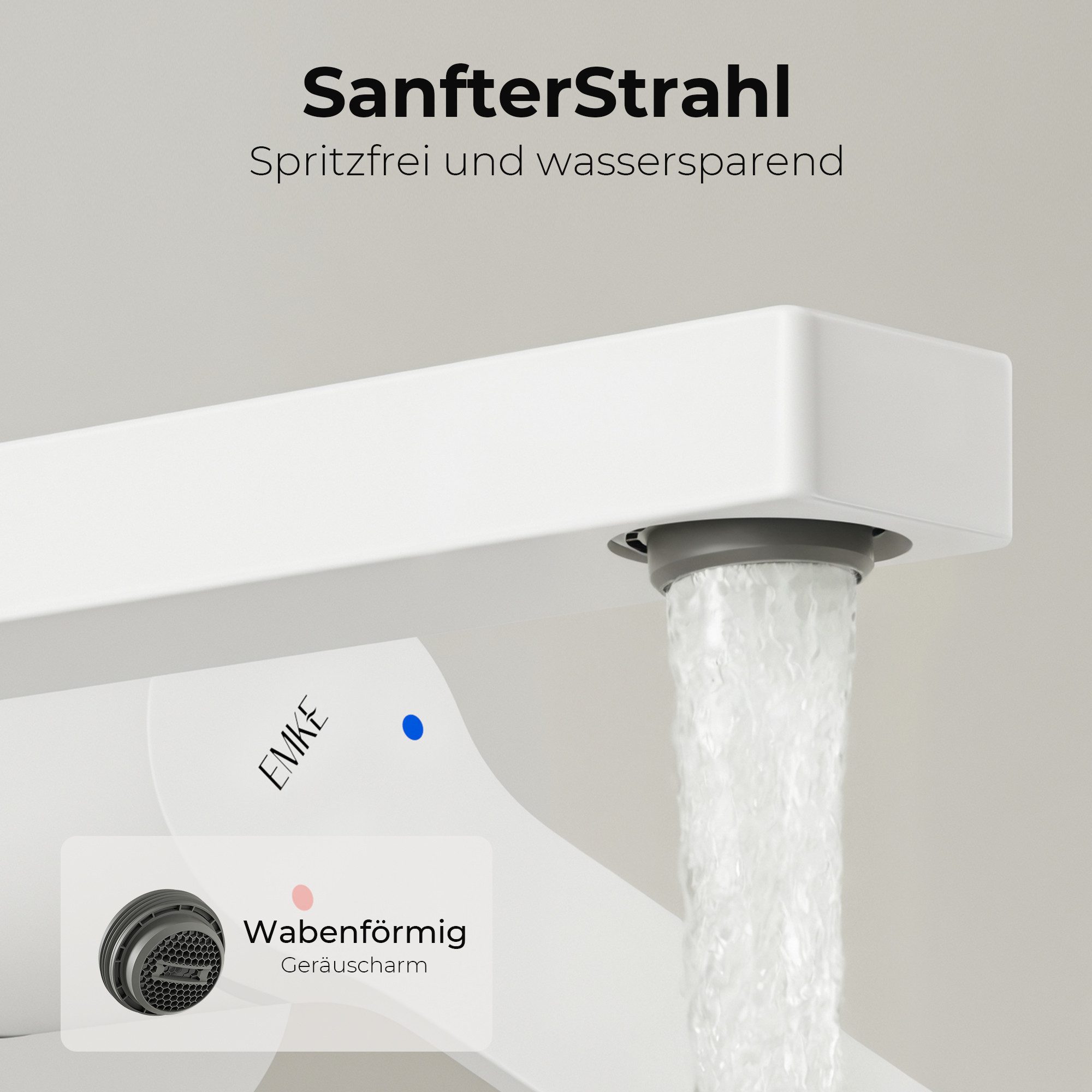 EMKE Waschtischarmatur Waschtischarmatur Unterputz für Bad und Spülbecken mit Belüfter (Einhebelmischer) Ventilkern aus Keramik