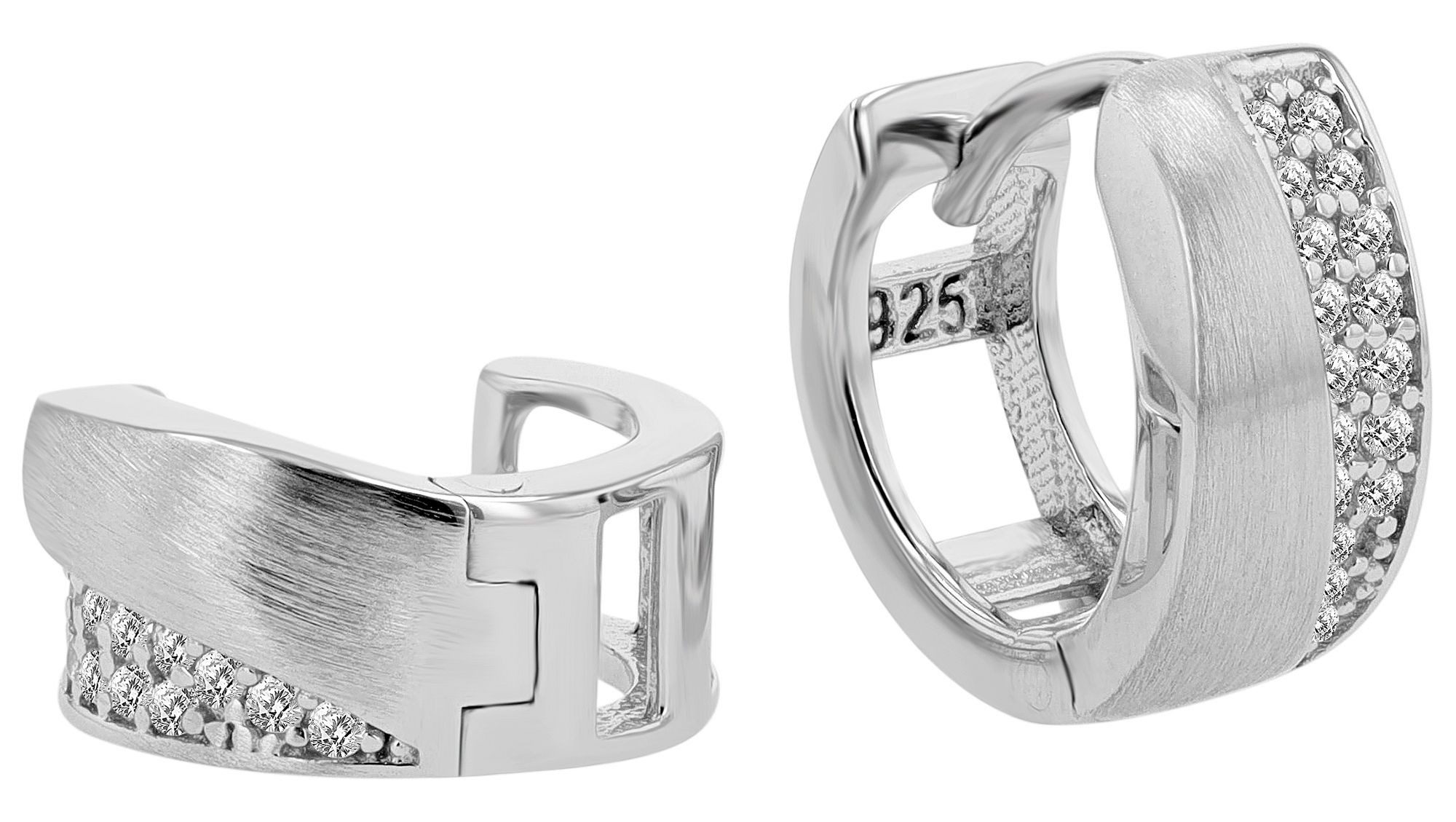 Klappcreolen Ohrringe – Klappcreole aus 925 Silber mit Zirkonia