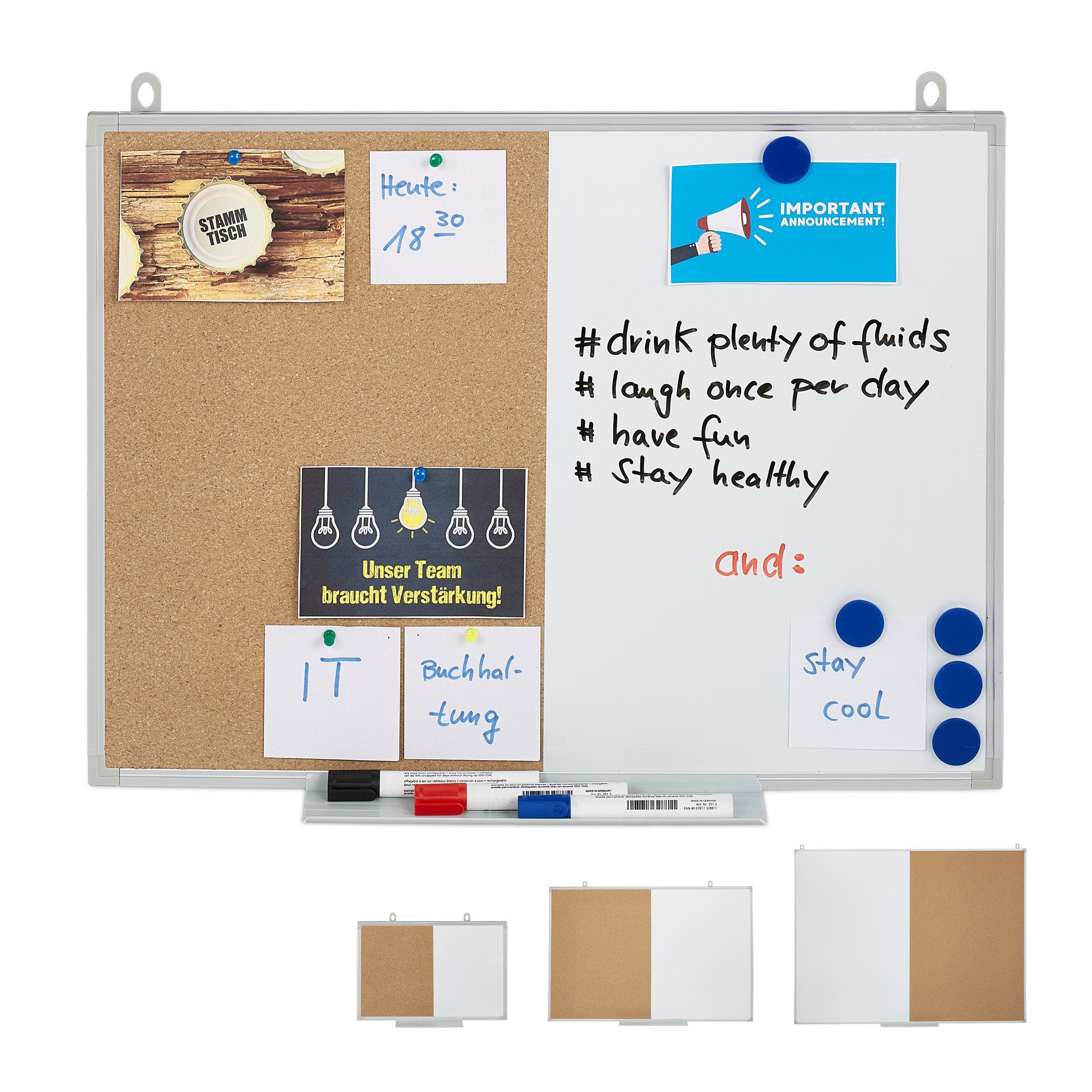 relaxdays Magnettafel Kombitafel Pinnwand & Magnettafel, (2-tlg), 45 x 60cm
