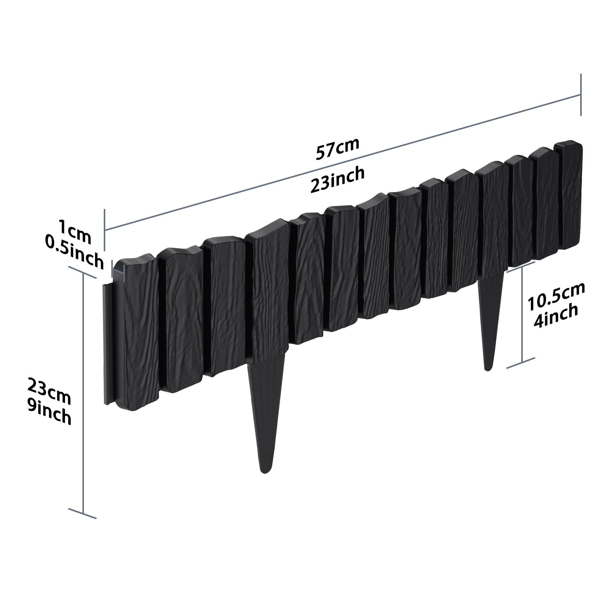 FIVMEN Rasenkante 2,3m/4,6m Rasenkanten Kunststoff Beeteinfassung in Holzimitation, Anthrazit/Braun/Grau, Beetumrandung Mähkante 4/8 stücke Randsteine Palisaden Gartenzaun