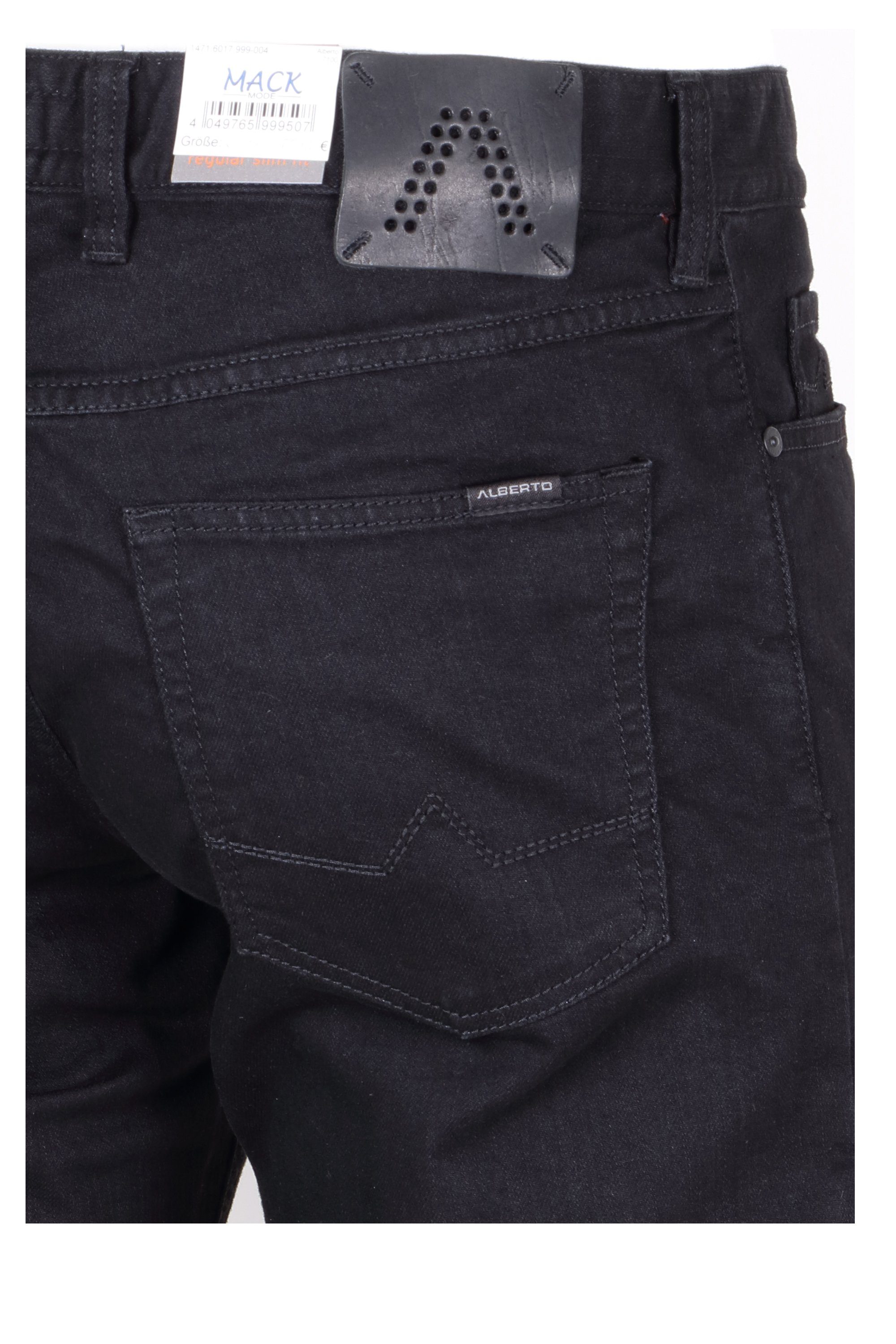 Alberto 5-Pocket-Jeans Alberto Herren Jeans 32/30 schwarz - (1-tlg) regular Pipe fit