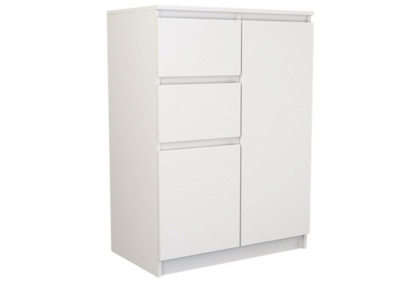 Home Collective Kommode schmal in weiß, Highboard Sideboard Mehrzweckschrank Schrank, mit 2 Schubladen und 2 Türen, 70x97x40cm