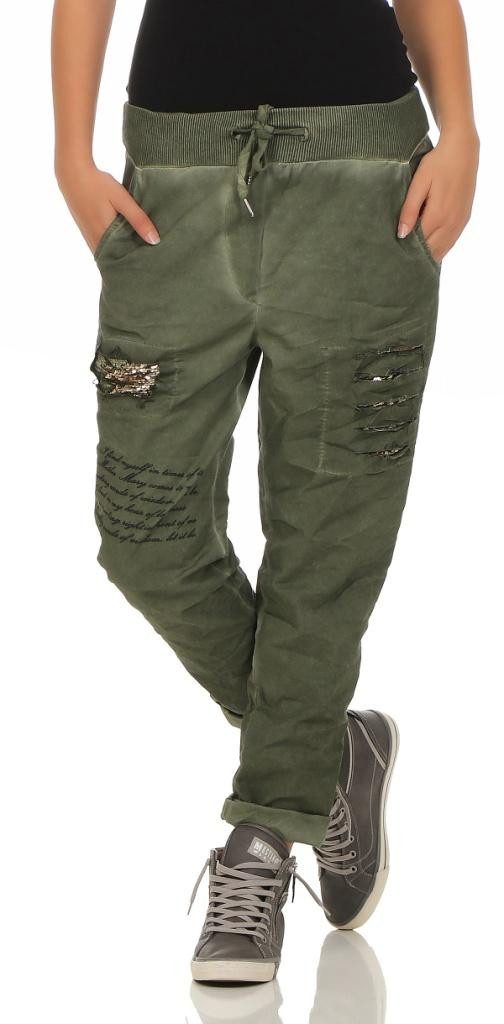 Mississhop Chinohose Trendige Jogger-Hose mit Print günstig online kaufen