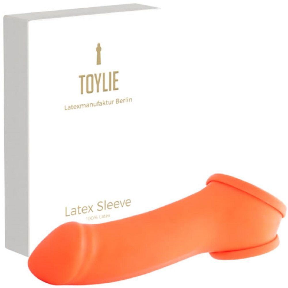 Toylie Penishülle Toylie Latex-Penishülle «ERIK», Neon-Orange, mit ausgeformter Eichel und Hodenring