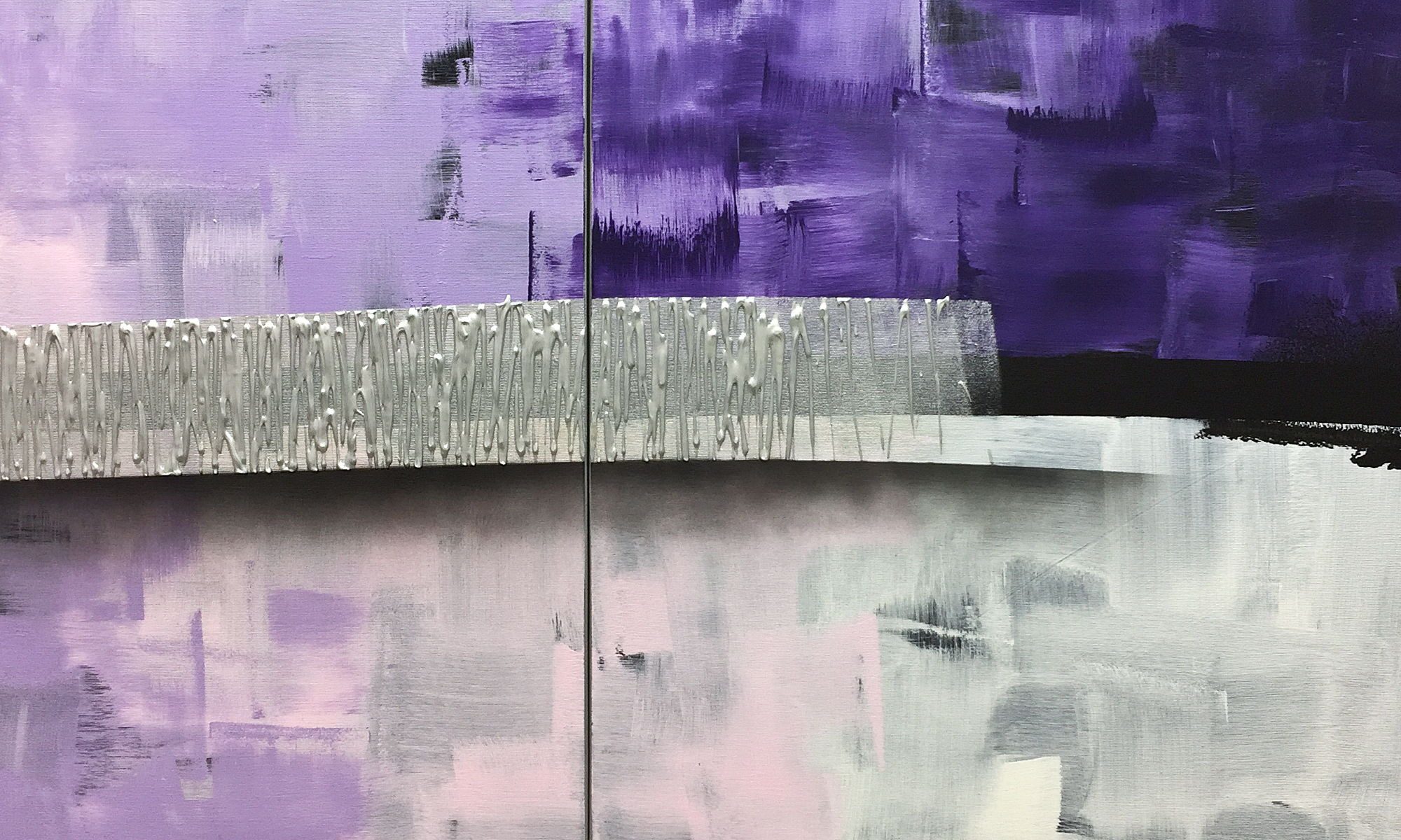 WandbilderXXL XXL-Wandbild Purple Fusion 210 x 70 cm, Abstraktes Gemälde, handgemaltes Unikat