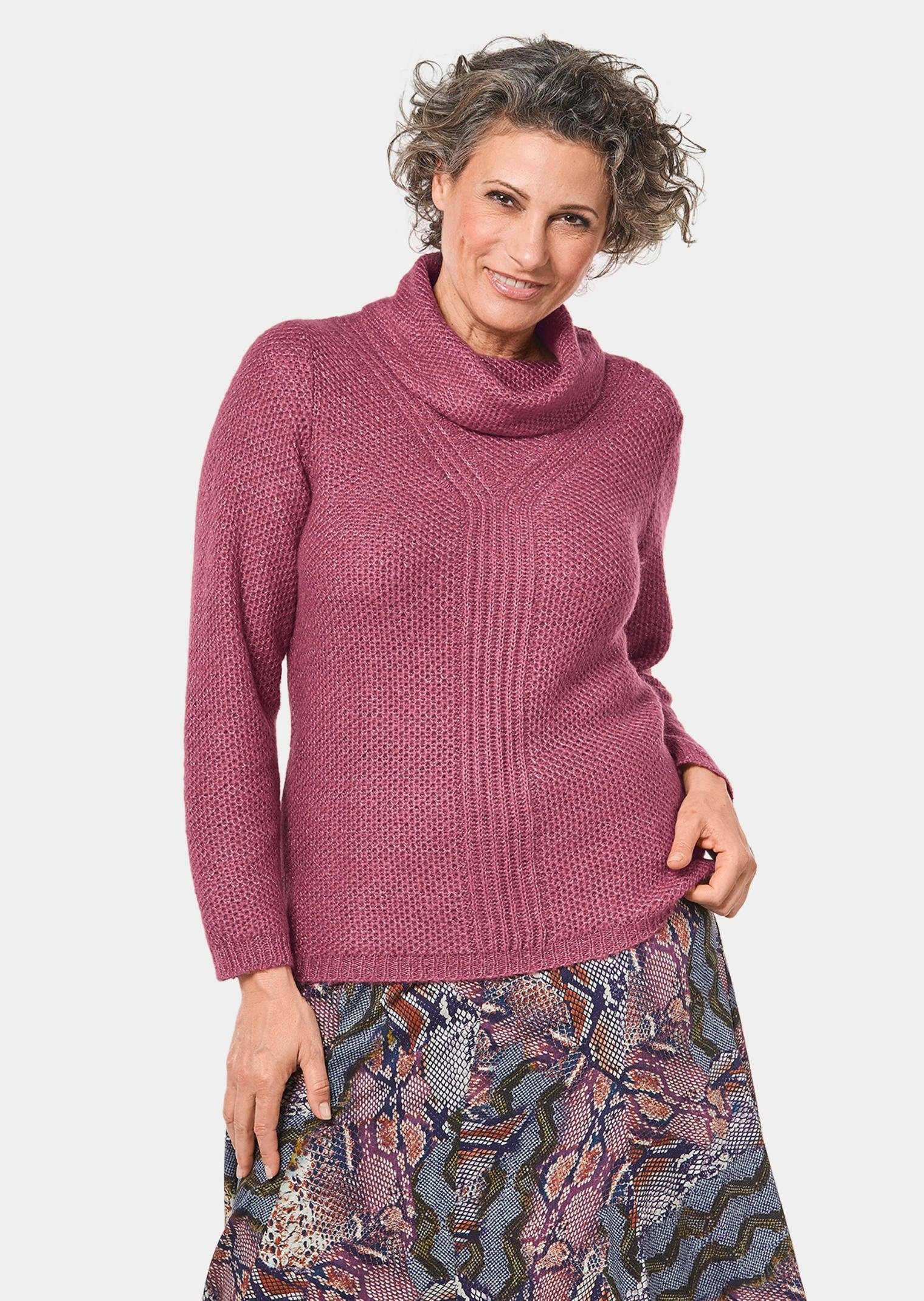 GOLDNER Strickpullover Kurzgröße: brombeere