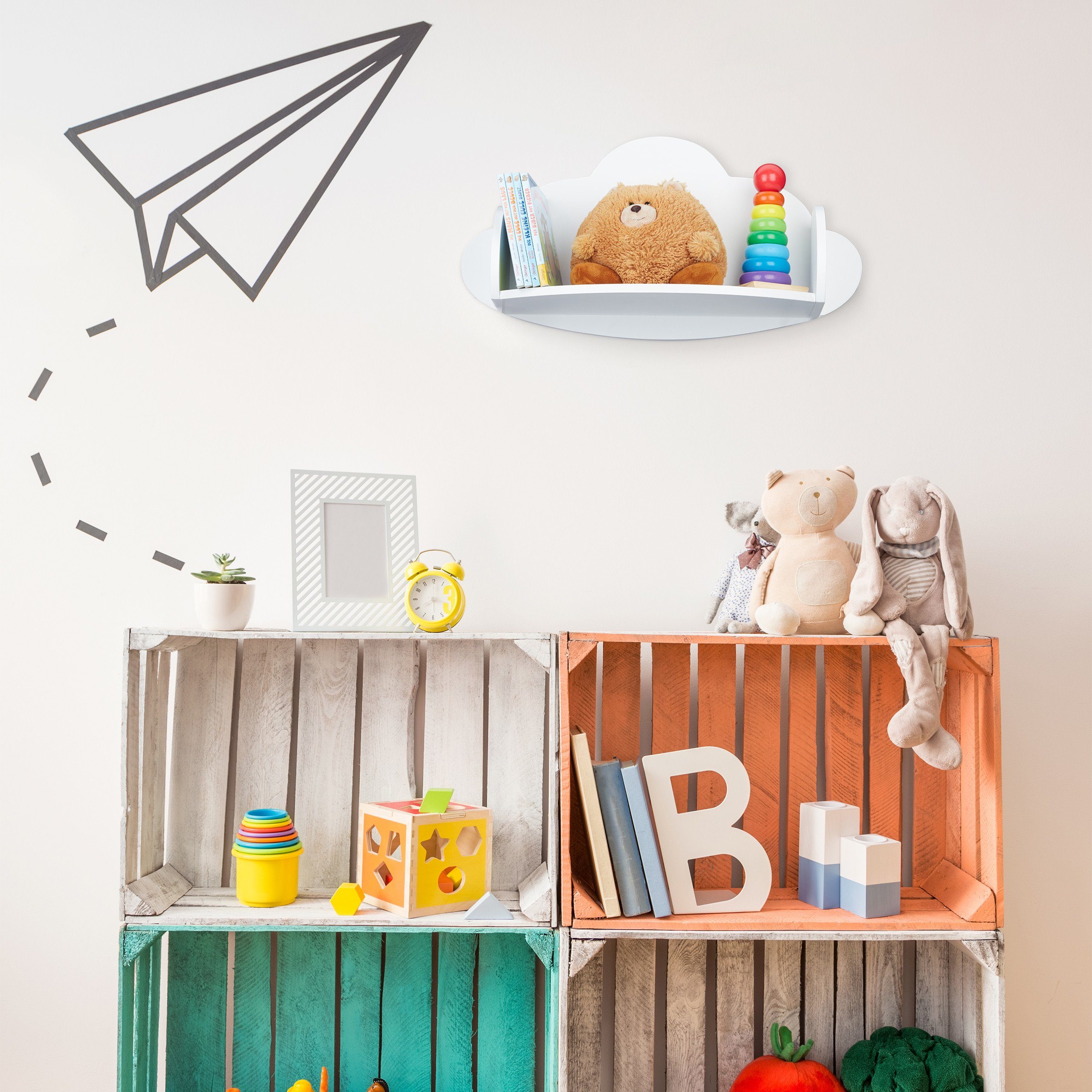 relaxdays Kinderregal Wandregal Wolke Kinderzimmer, 1-tlg. – Bild 5 von 5