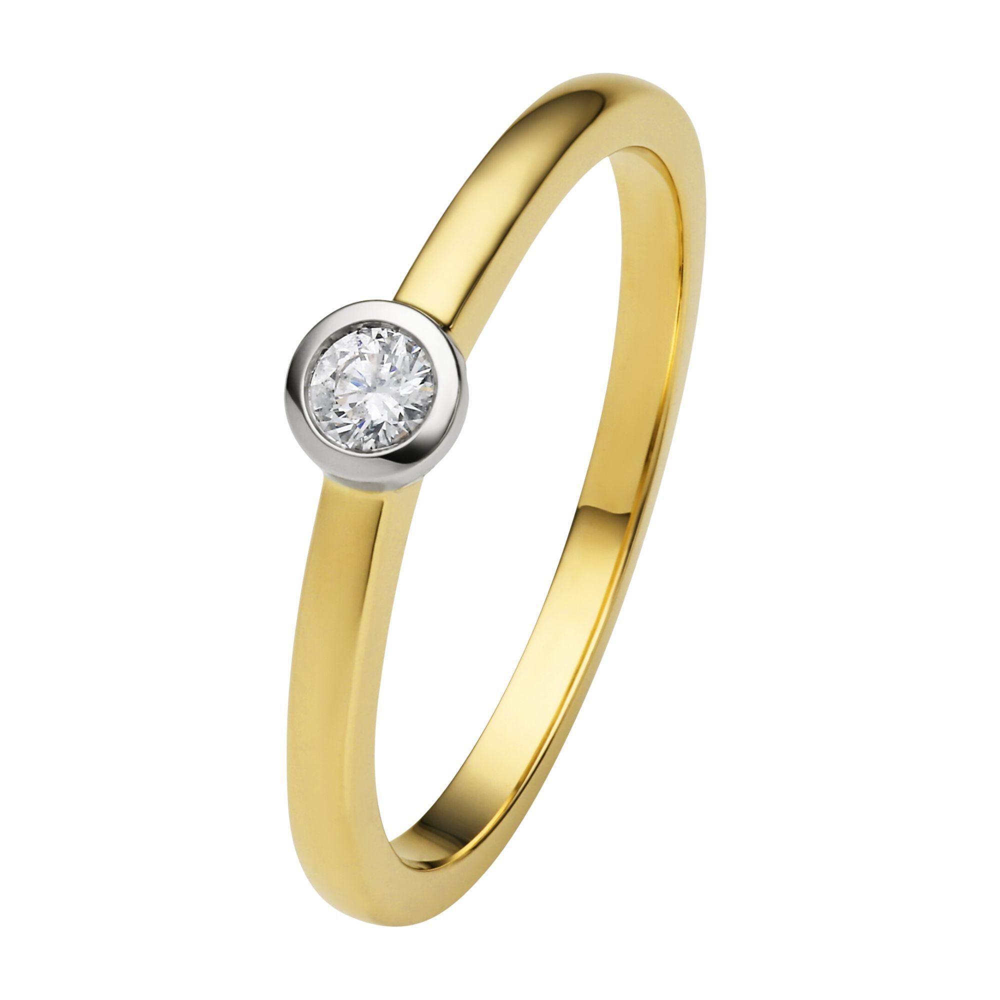 Diamantring 0.1 ct Diamant Brillant Ring aus 585 Gelbgold