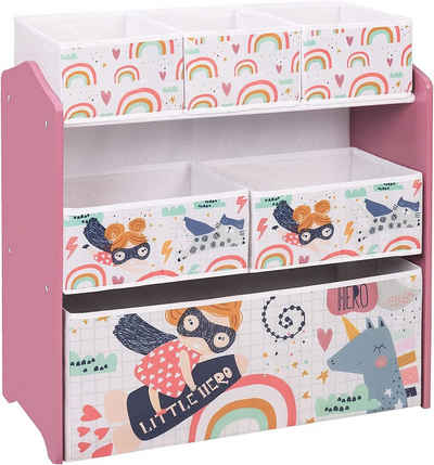 EUGAD Bücherregal, Kinder Aufbewahrungsregal Spielzeugregal aus MDF Rosa