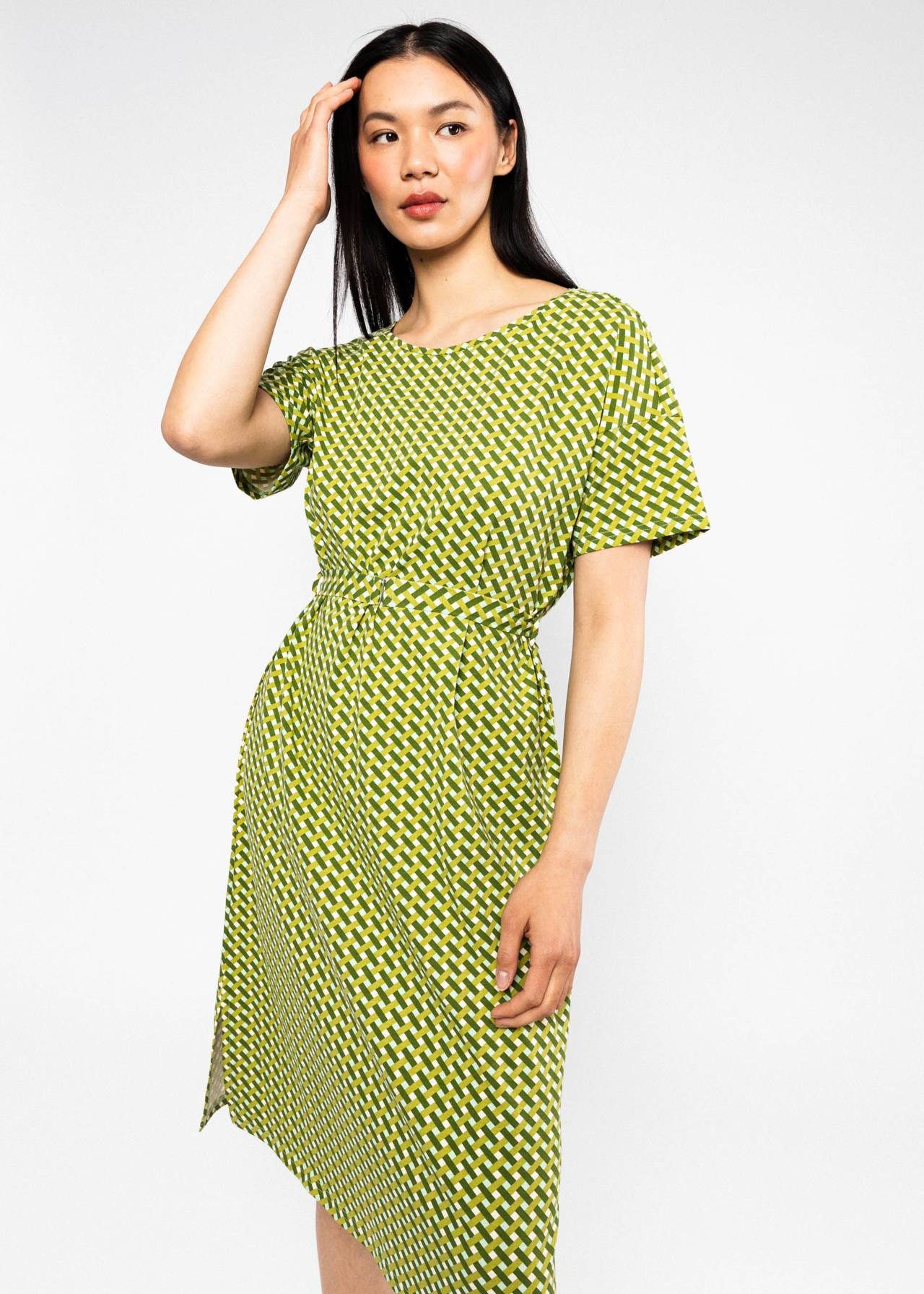 Blutsgeschwister Sommerkleid - Easy Goes Happy - Kleid Damen - Midikleid - Jerseykleid Abnehmbarer Bindegürtel