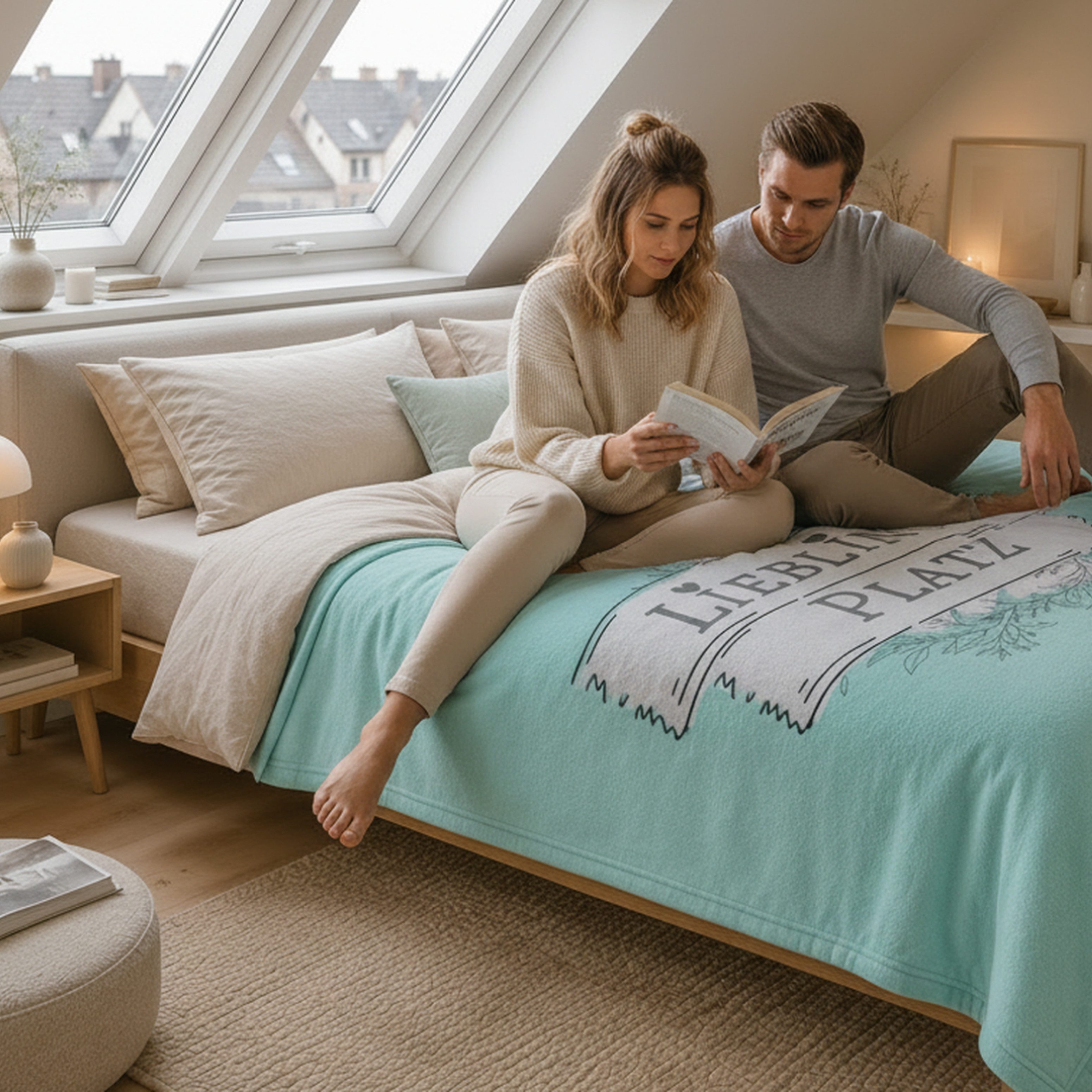 Wohndecke Lieblingsplatz 150x200 cm, Soft Mint Hygge Design, MTOnlinehandel, Cozy Wohngefühl für Zuhause, Vanlife und entspannte Auszeiten – Bild 5 von 5